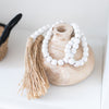 White Decor Beads with Tassel - Rug & Weave