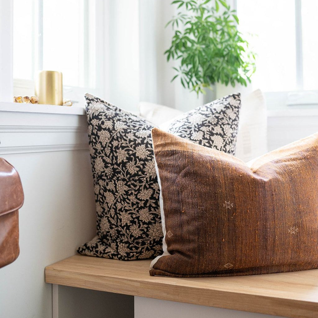 Mica Floral Pillow Cover 00-1 - PILLOWS - block print - neutral Rug & Weave Pillows