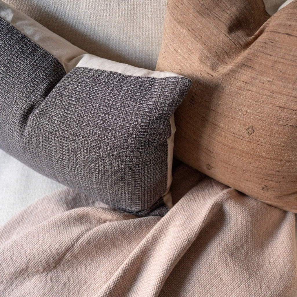 Mocha Tussar Pillow Cover 1 - PILLOWS - Tussar - neutral Rug & Weave Pillows