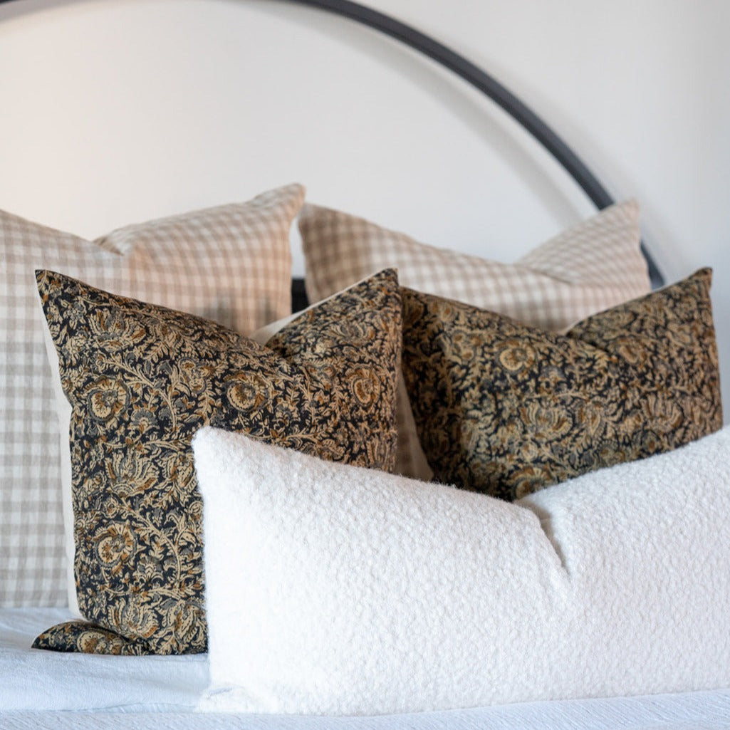 Aja Floral Pillow Cover 00-1 - PILLOWS - block print - neutral Rug & Weave Pillows