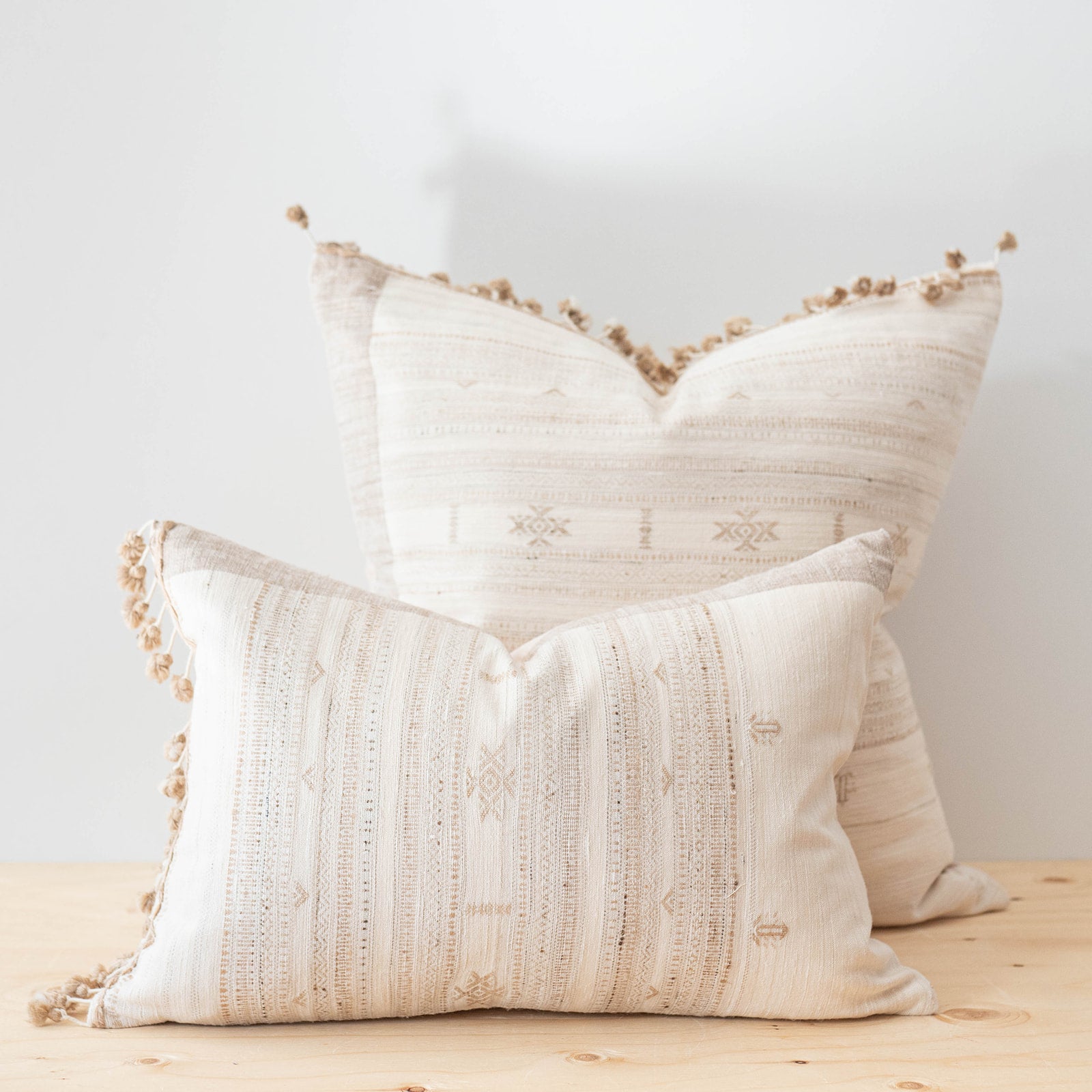 Pearl Tussar Fringe Pillow Cover