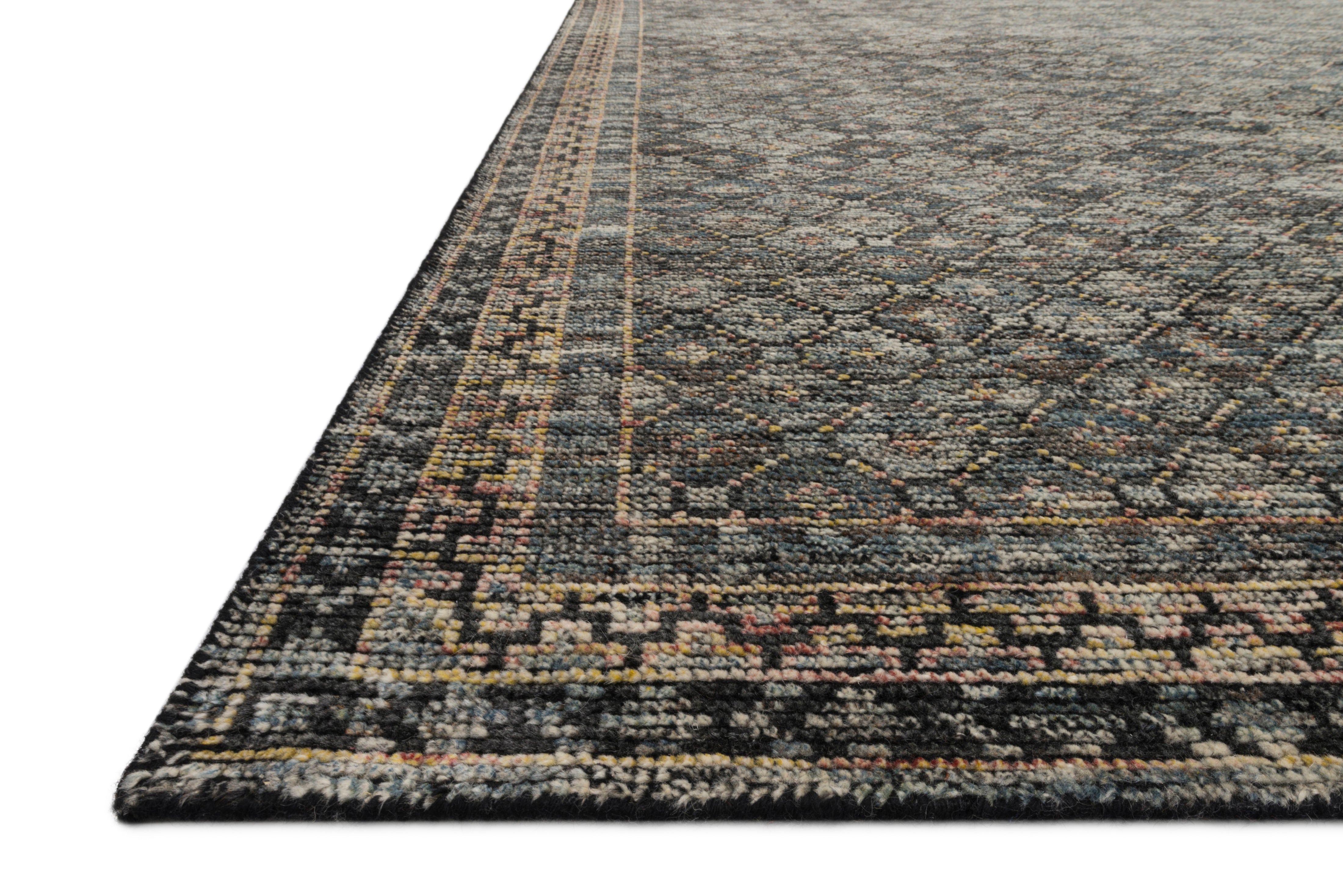 Loloi Amara Ink / Turquoise Rug 1-RUGS - patterned Loloi