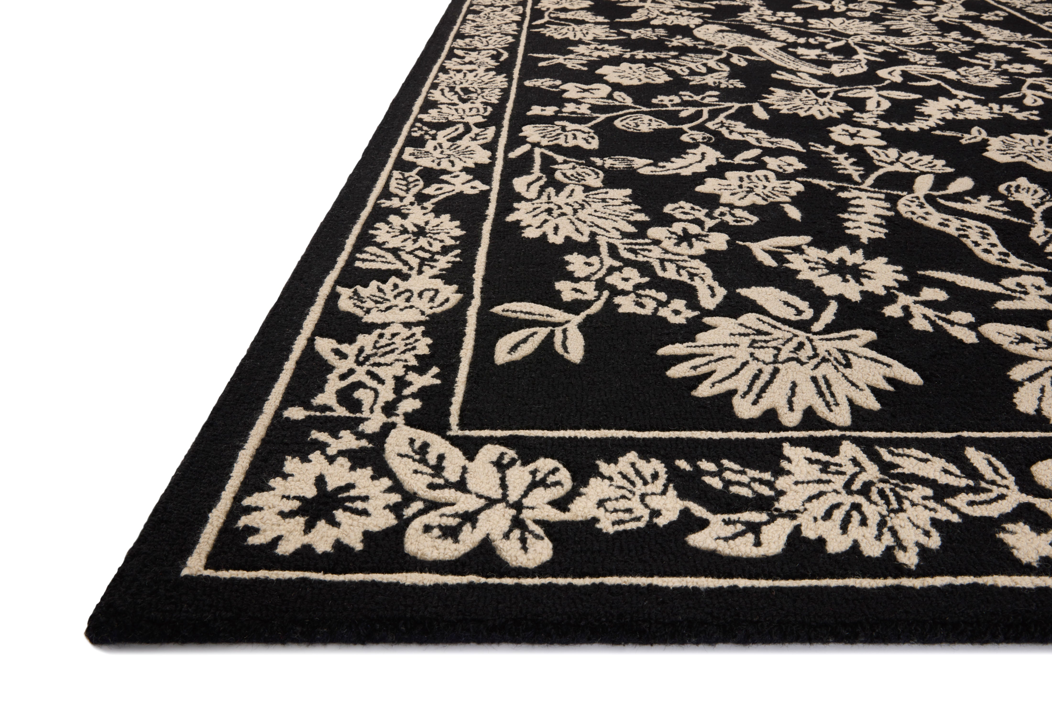Rifle Paper Co. x Loloi Arboretum Black Rug 1-RUGS-wool rugs Loloi