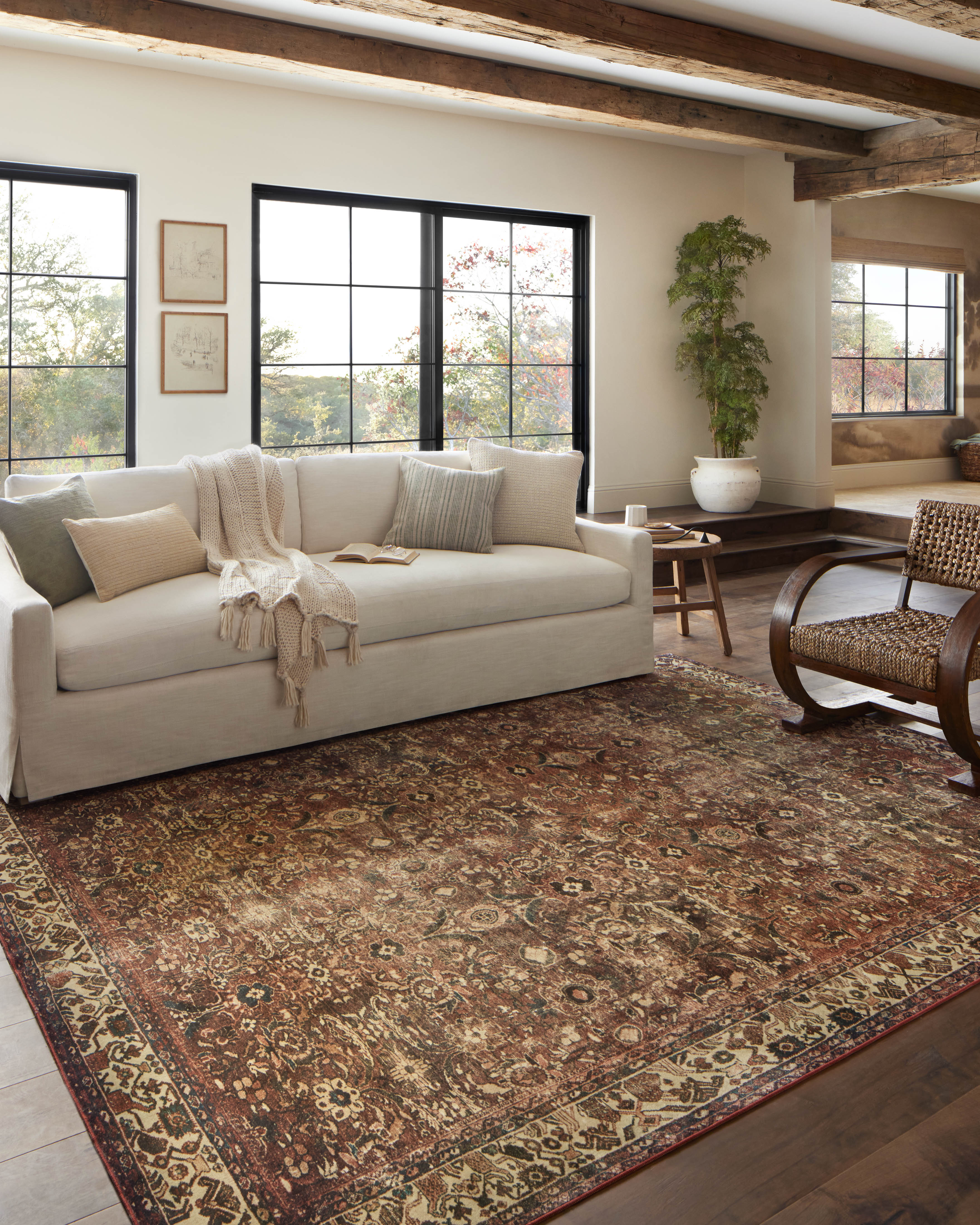 Magnolia Home by Joanna Gaines x Loloi Banks Brick / Ivory Rug 1 - RUGS - patterned Loloi