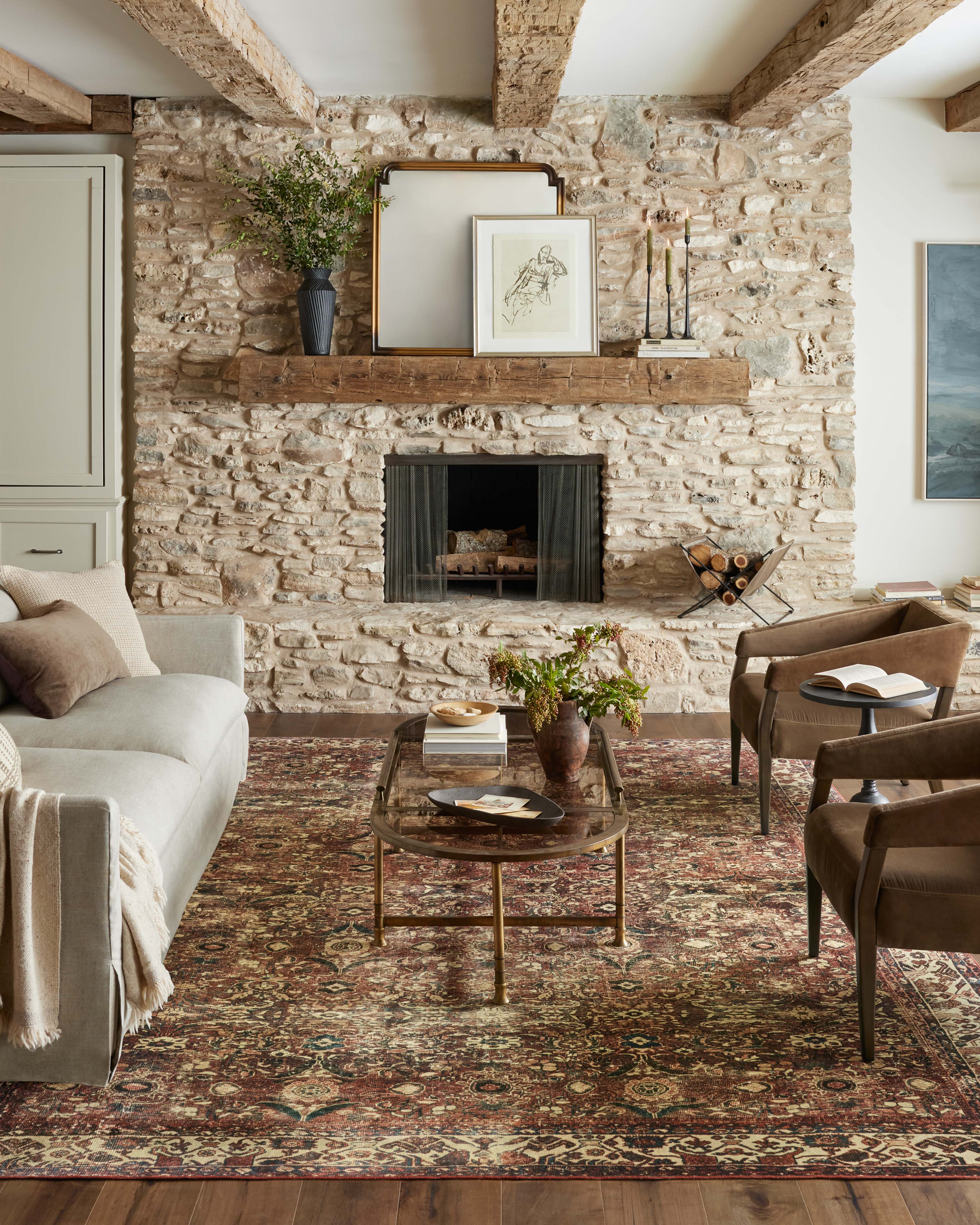 Magnolia Home by Joanna Gaines x Loloi Banks Brick / Ivory Rug 1 - RUGS - patterned Loloi