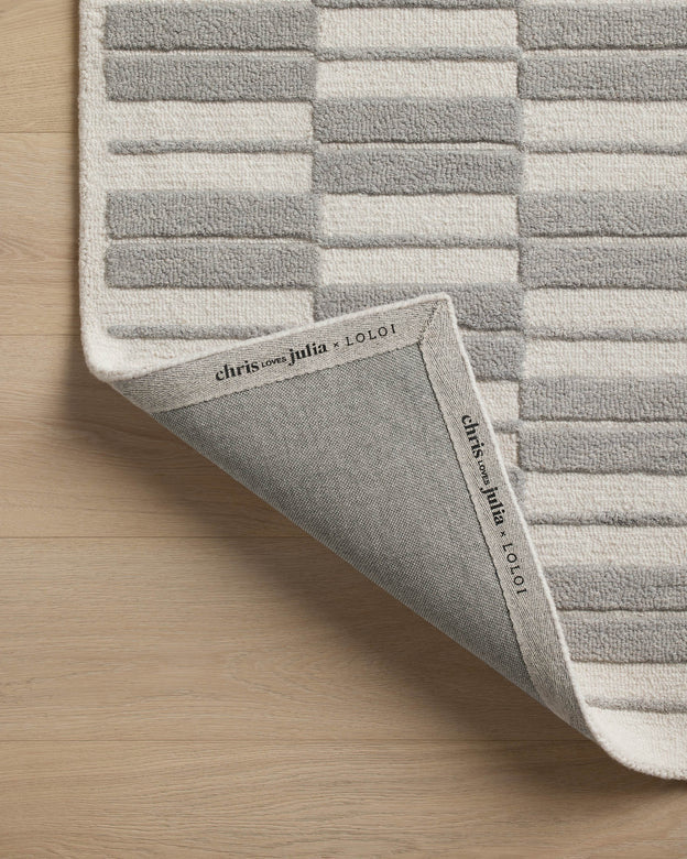 Chris Loves Julia x Loloi Bradley Ivory / Grey Rug 0-RUGS-wool Loloi