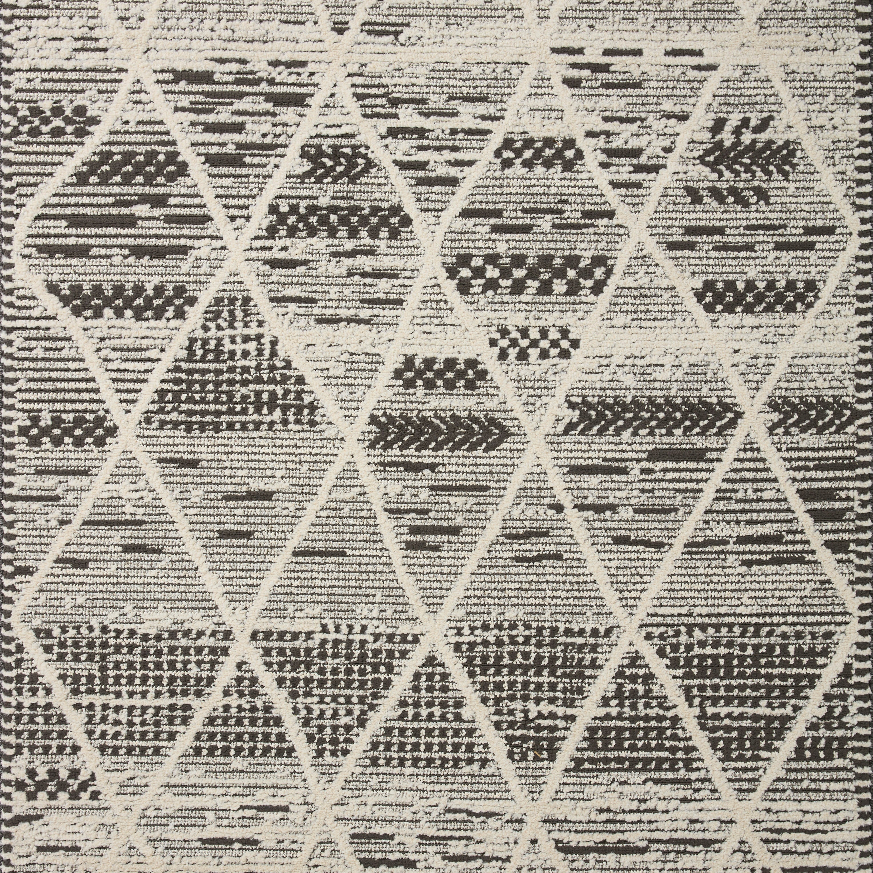 Loloi Fabian Charcoal / Ivory Diamond Rug 2-RUGS - patterned Loloi