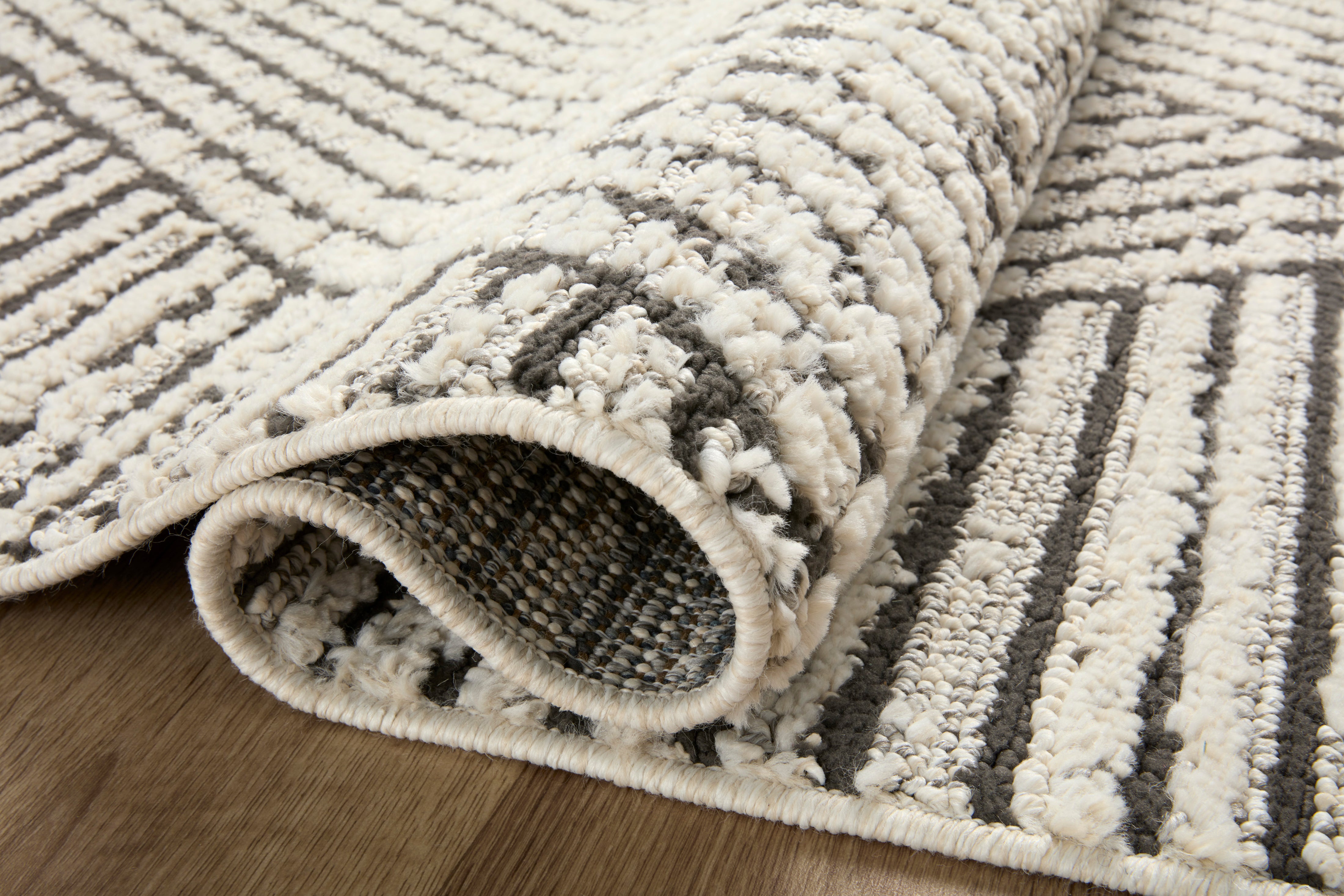 Loloi Fabian Charcoal / Ivory Linear Rug 2-RUGS - patterned Loloi