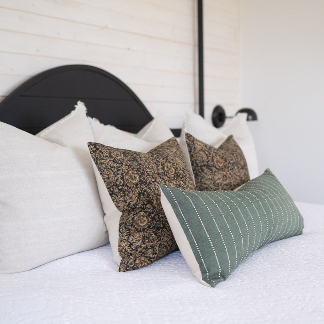 Aja Floral Pillow Cover 00-1 - PILLOWS - block print - neutral Rug & Weave Pillows