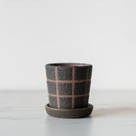 Grid Pattern Terracotta Planter with Saucer - Rug & Weave