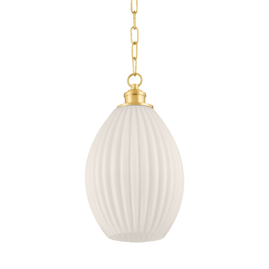Hillary Narrow Pendant LIGHTING - Pendant Hudson Valley Lighting Aged Brass