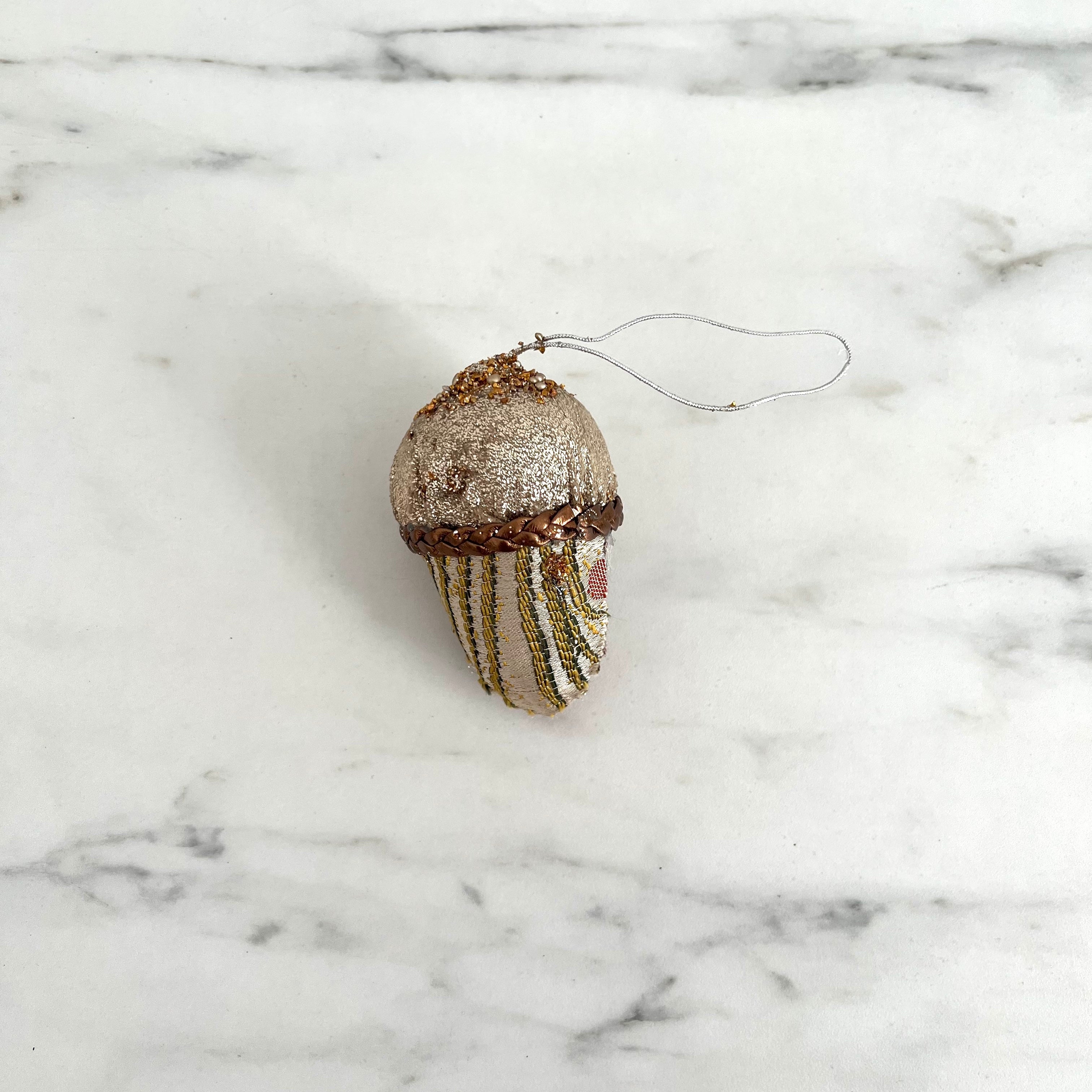 Jacquard Fabric Acorn Ornament CHRISTMAS 2023 Creative Co-op (DYA)