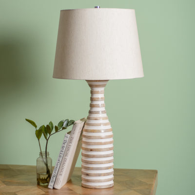 Alexa Carved Wood Table Lamp - Rug & Weave
