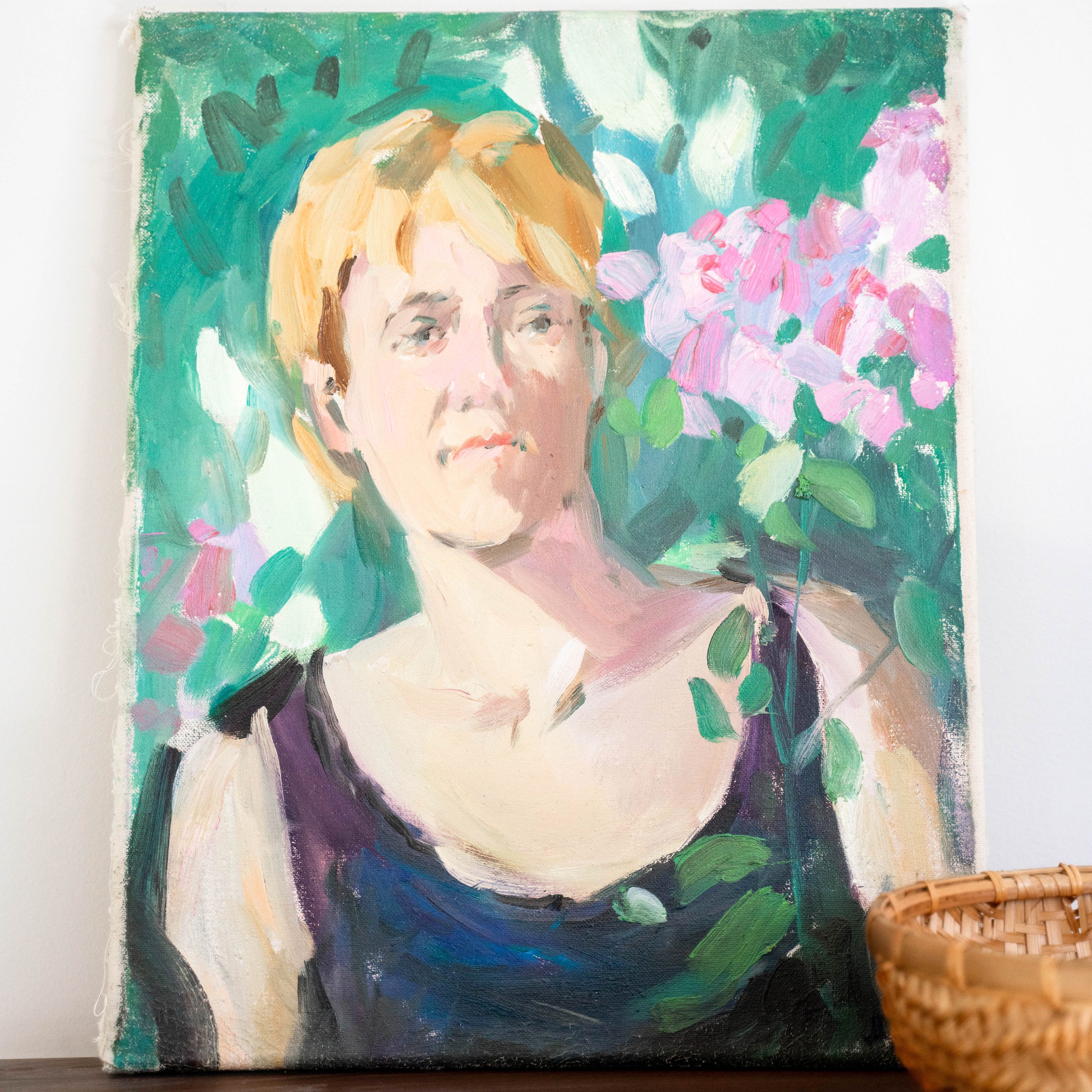 "Floral Portrait" Vintage Artwork ARTWORK - vintage painting Rug & Weave Art