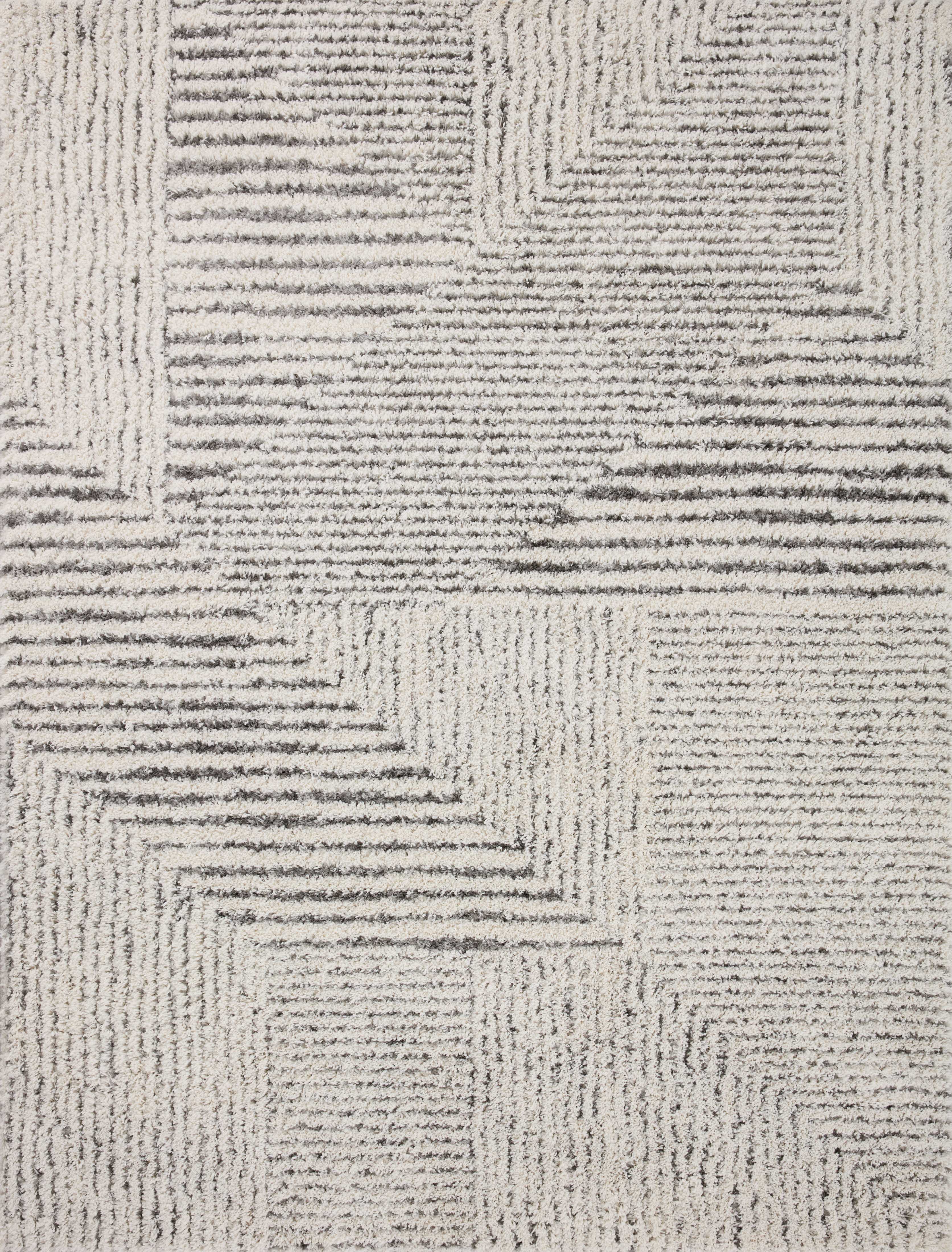 Loloi Levitt Shag Ivory / Grey Rug 0-RUGS-patterned Loloi