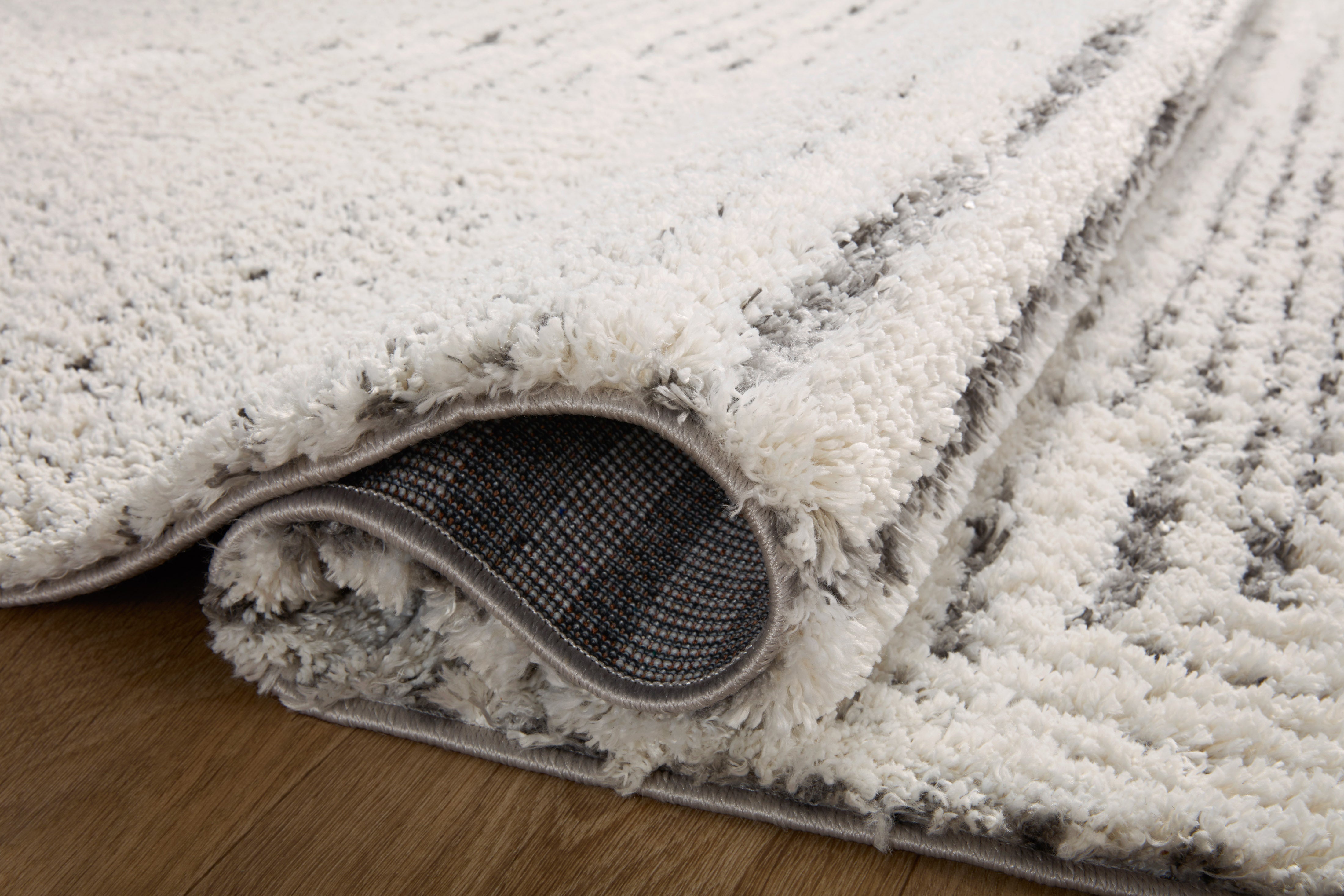 Loloi Levitt Shag Ivory / Grey Rug 0-RUGS-patterned Loloi