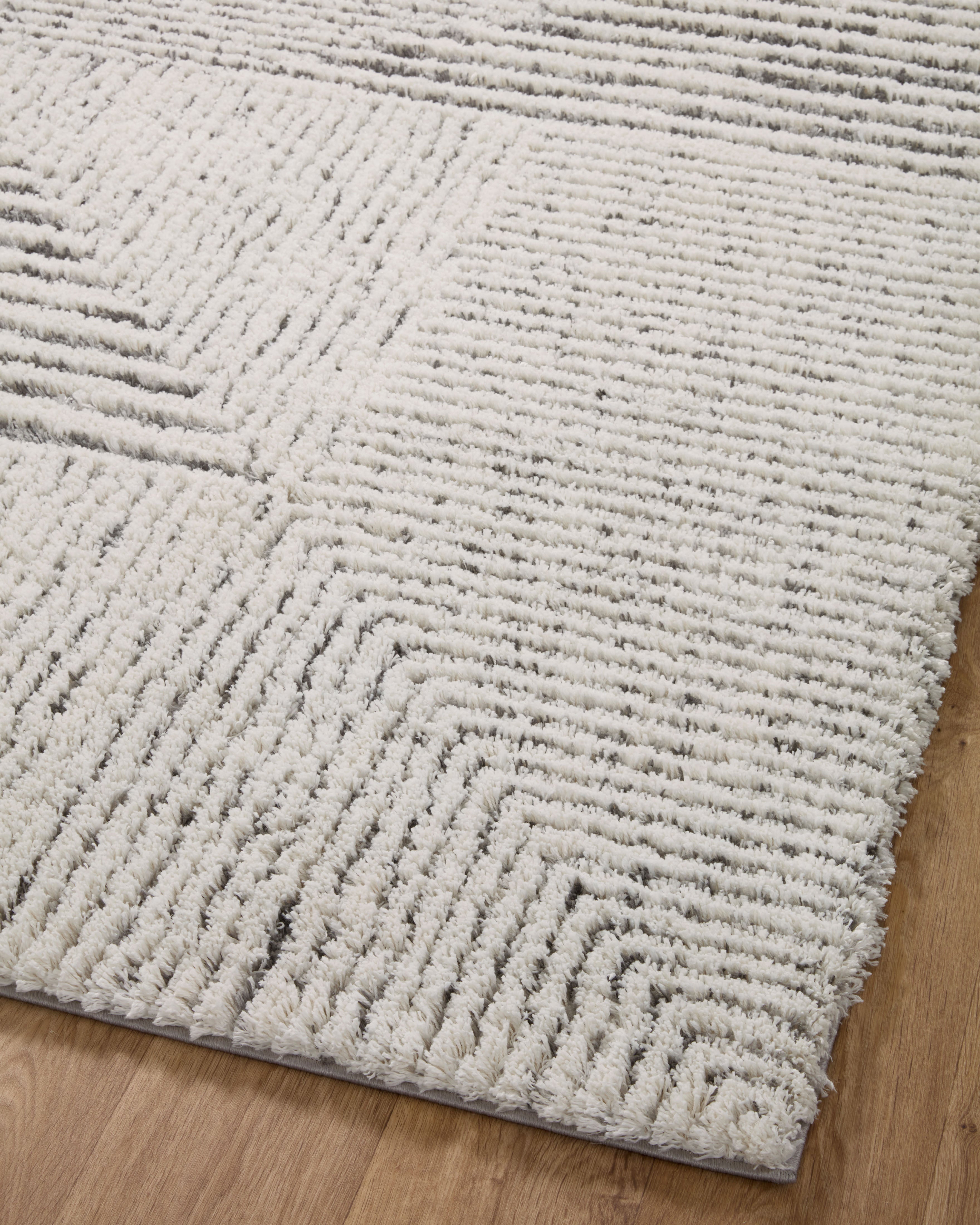 Loloi Levitt Shag Ivory / Grey Rug 0-RUGS-patterned Loloi