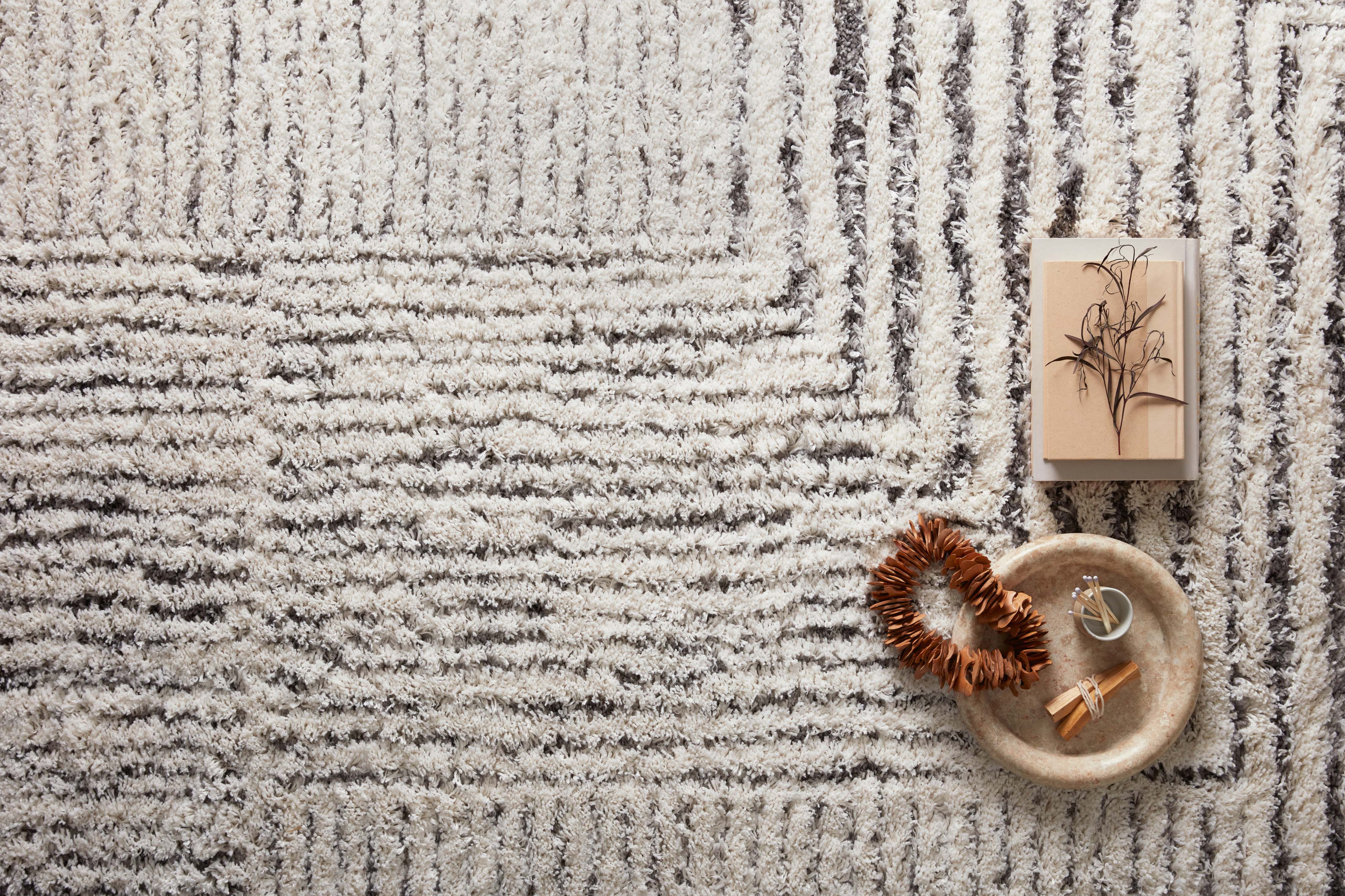 Loloi Levitt Shag Ivory / Grey Rug 0-RUGS-patterned Loloi