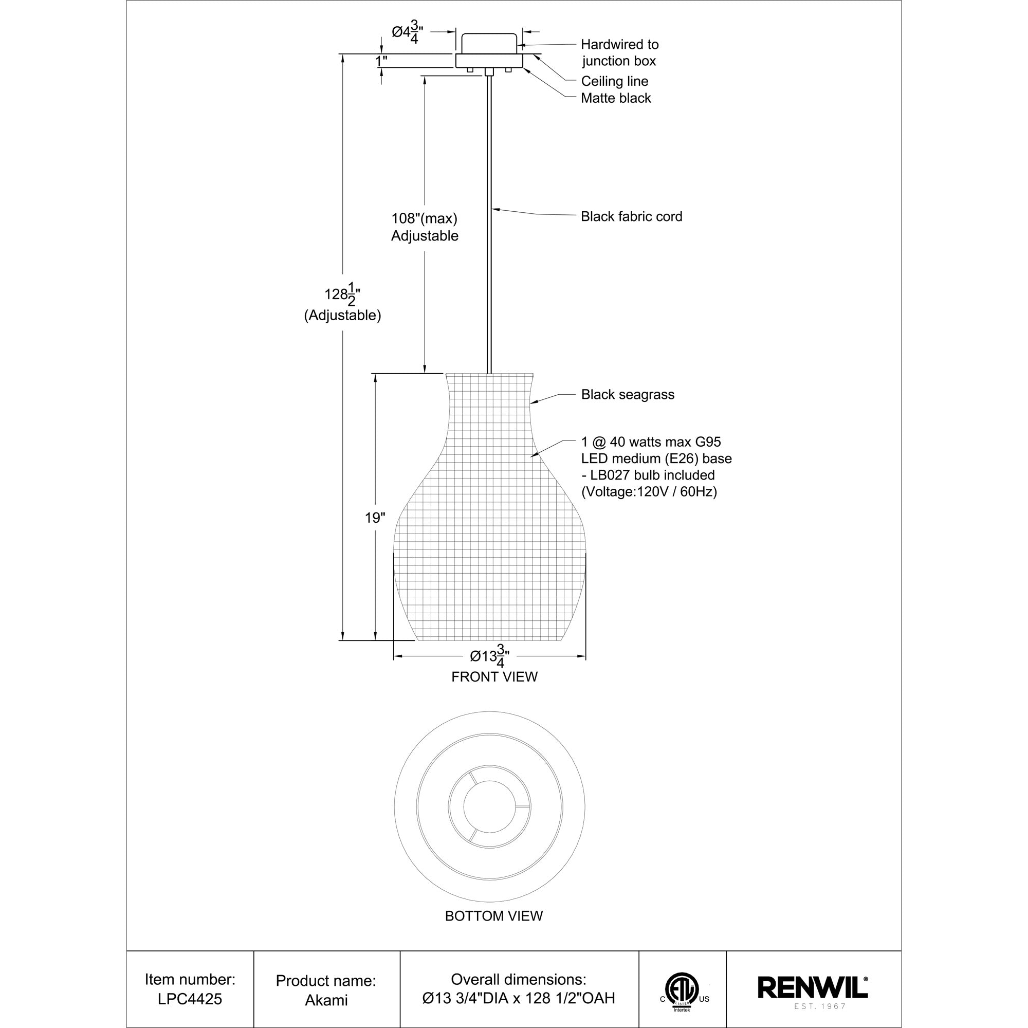 Akami Pendant Light LIGHTING - pendant Renwil