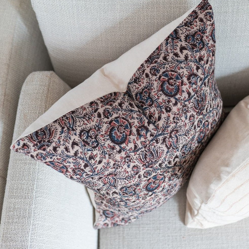 Layla Floral Pillow Cover 2 - PILLOWS - block print - warm Rug & Weave Pillows
