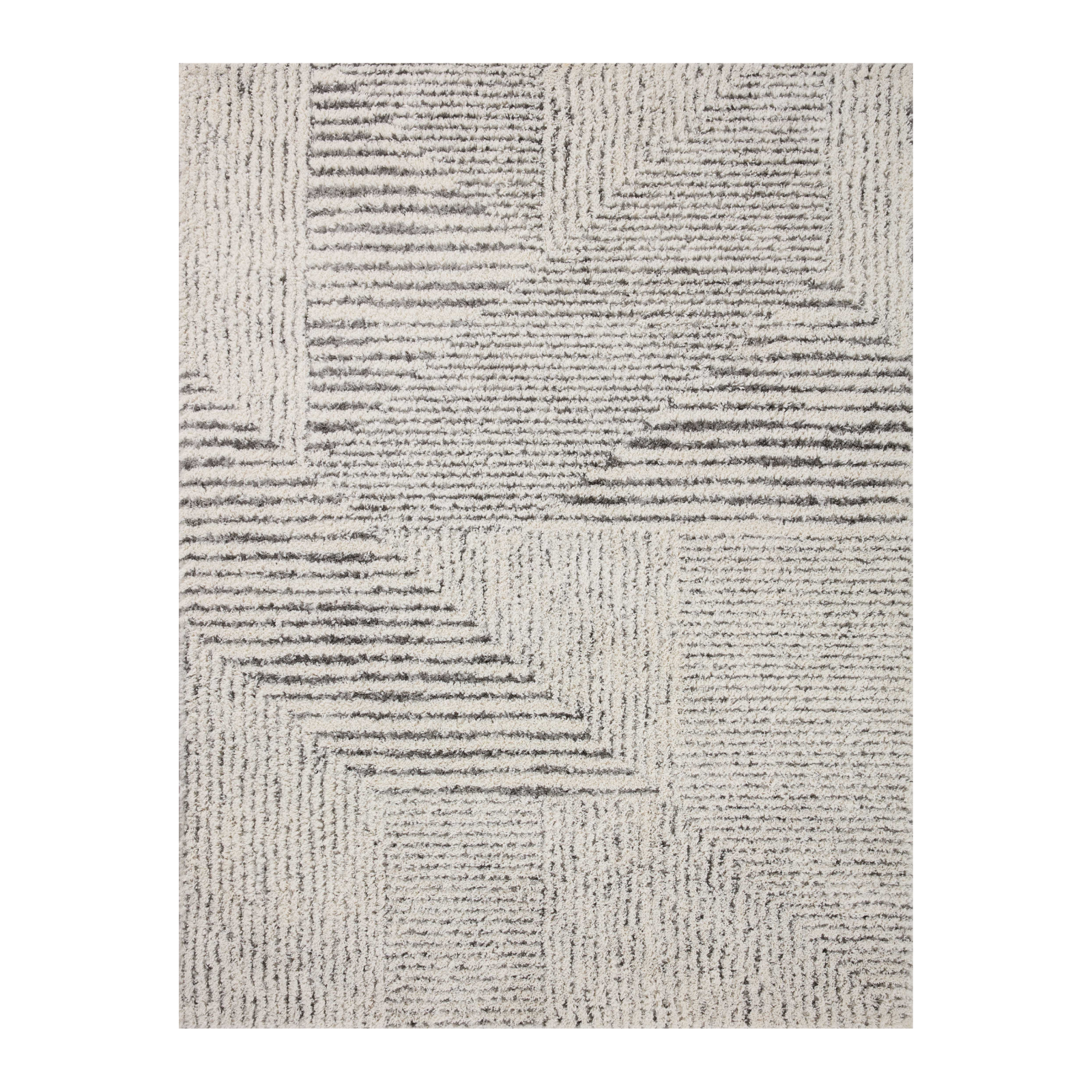 Loloi Levitt Shag Ivory / Grey Rug, 18" x 18" Sample