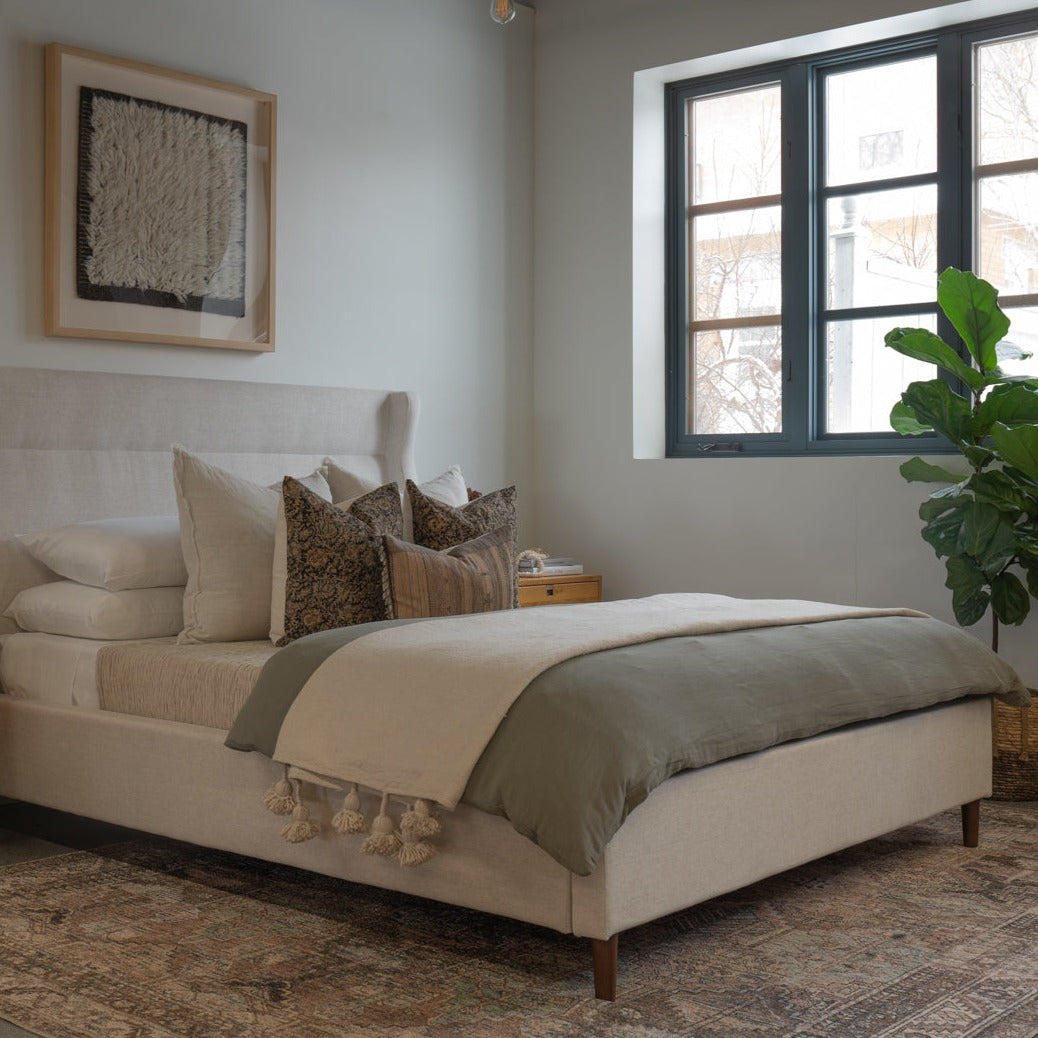 Aja Floral Pillow Cover 00-1 - PILLOWS - block print - neutral Rug & Weave Pillows