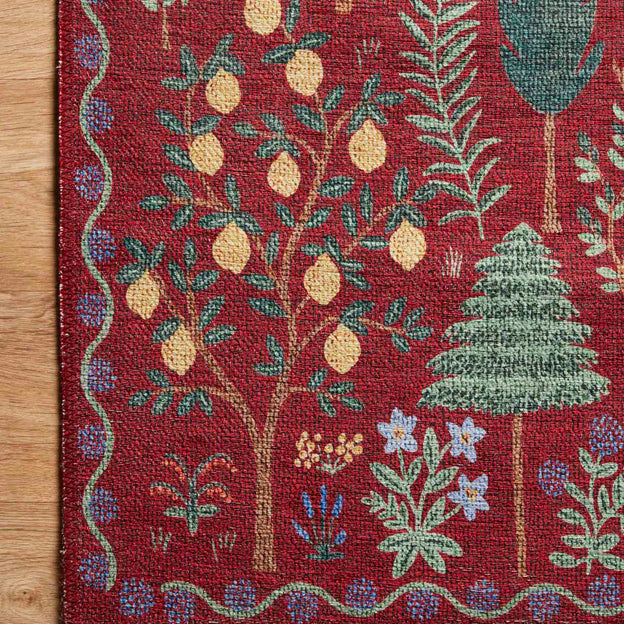 Rifle Paper Co. X Loloi/ Menagerie Forest Crimson Rug - Rug & Weave