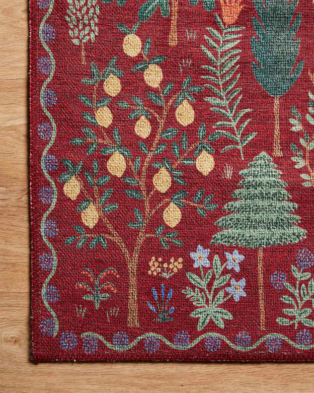 Rifle Paper Co. X Loloi/ Menagerie Forest Crimson Rug 3 - RUGS - patterned Loloi