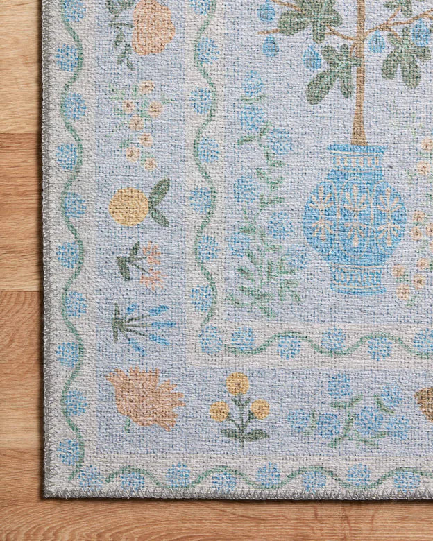 Rifle Paper Co. X Loloi/ Menagerie Camont Lt. Blue Rug 3 - RUGS - patterned Loloi