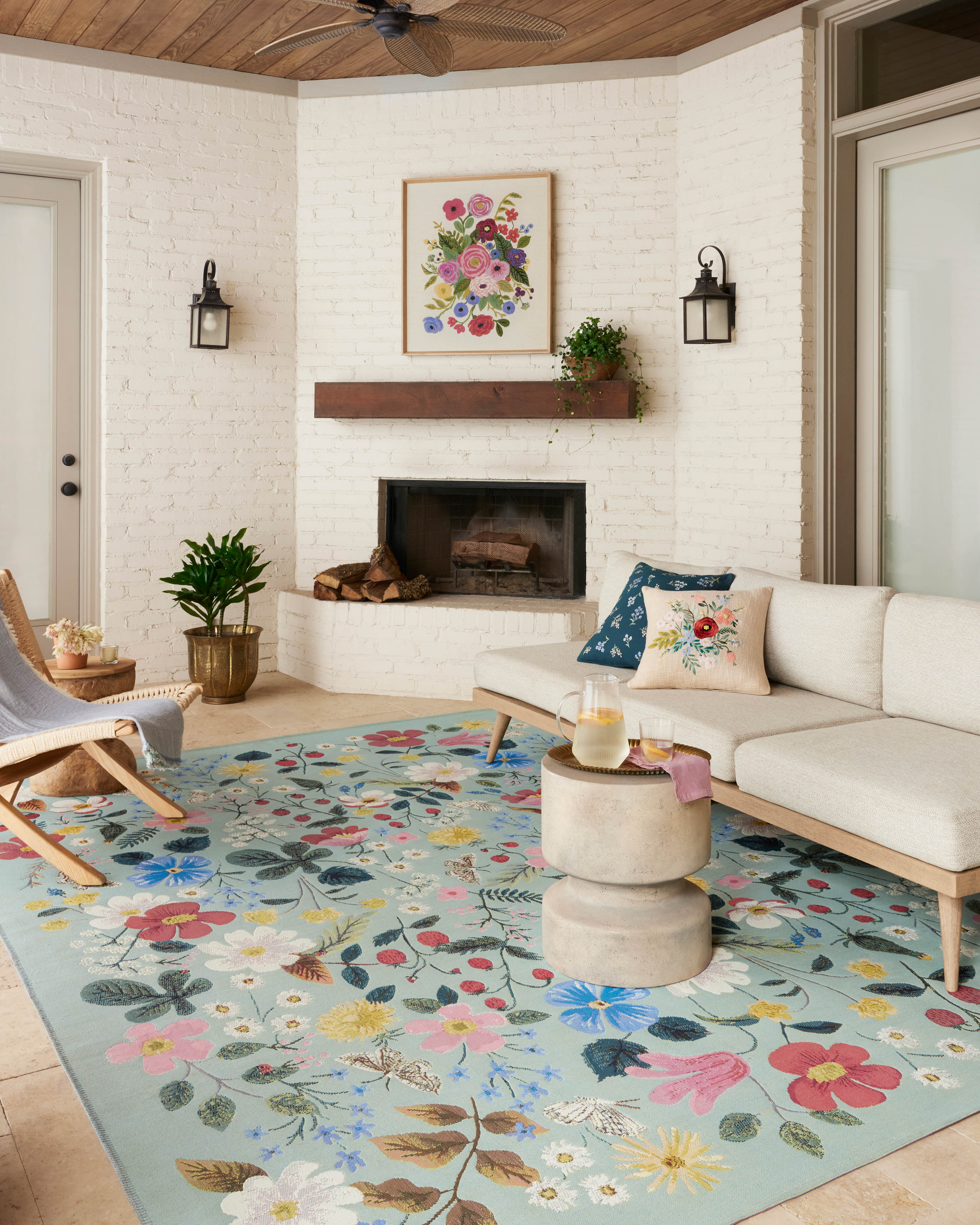 Rifle Paper Co. x Loloi Perennial Strawberry Fields Mint Rug 5-Rugs - indoor/outdoor Loloi