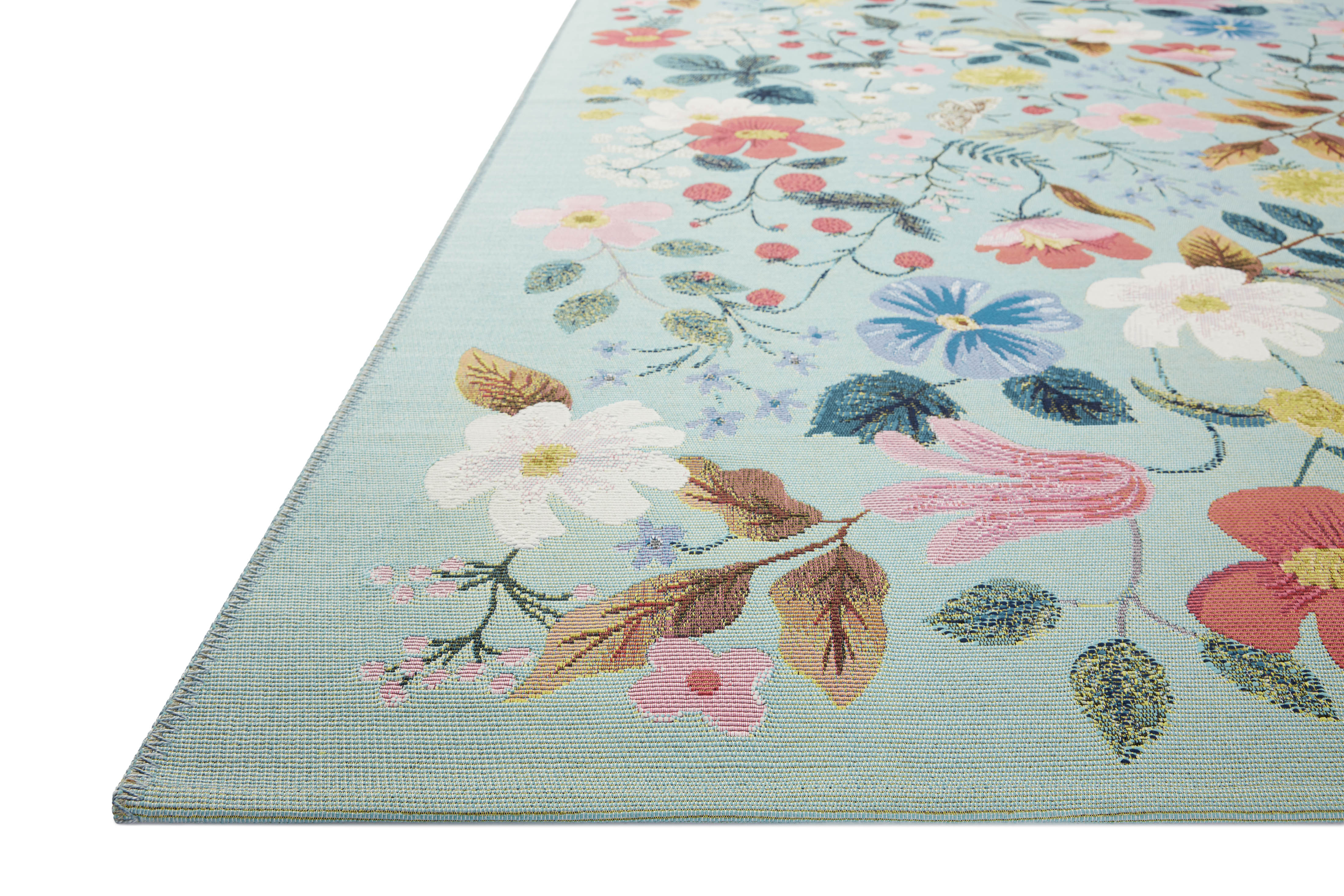 Rifle Paper Co. x Loloi Perennial Strawberry Fields Mint Rug 5-Rugs - indoor/outdoor Loloi