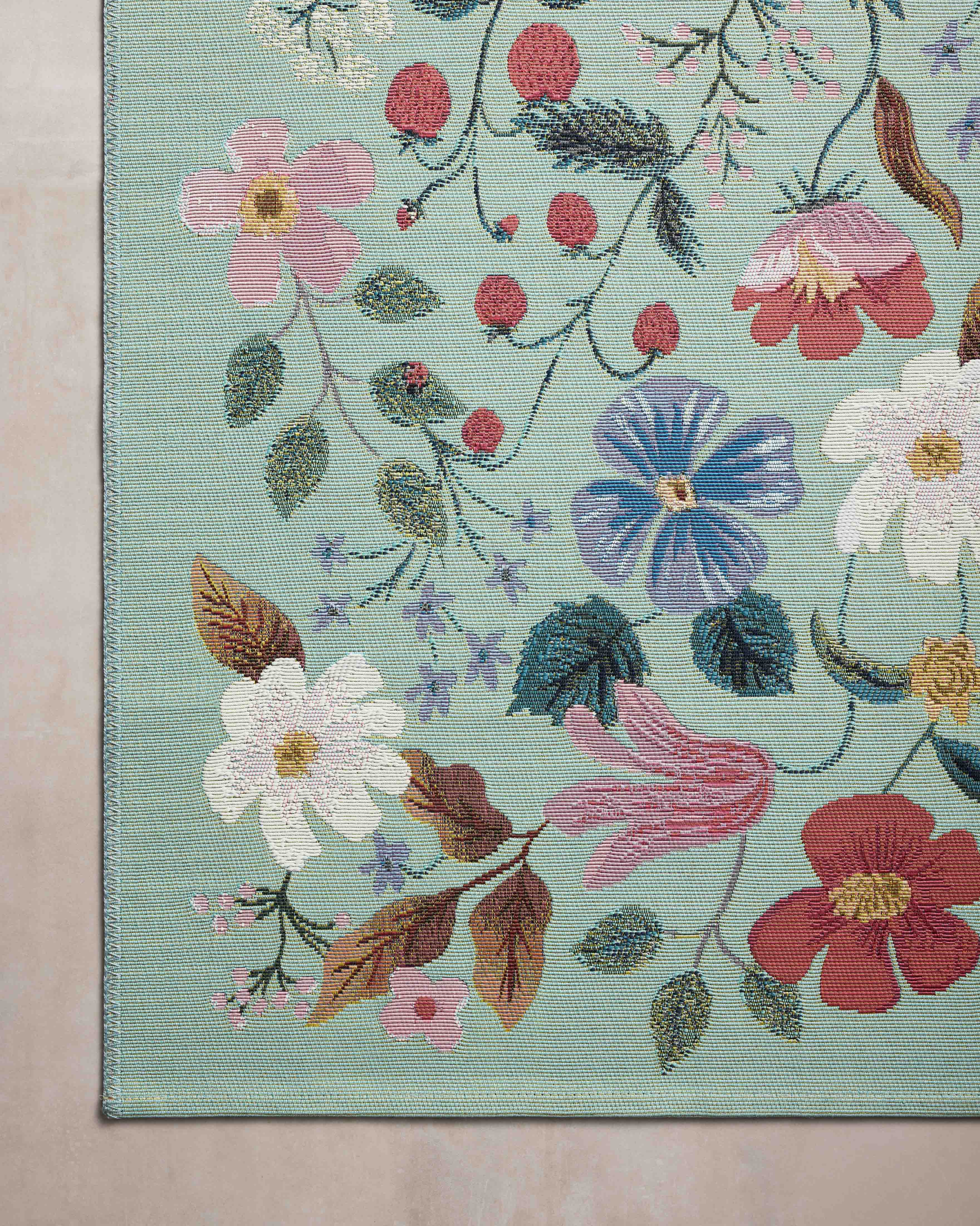 Rifle Paper Co. x Loloi Perennial Strawberry Fields Mint Rug 5-Rugs - indoor/outdoor Loloi