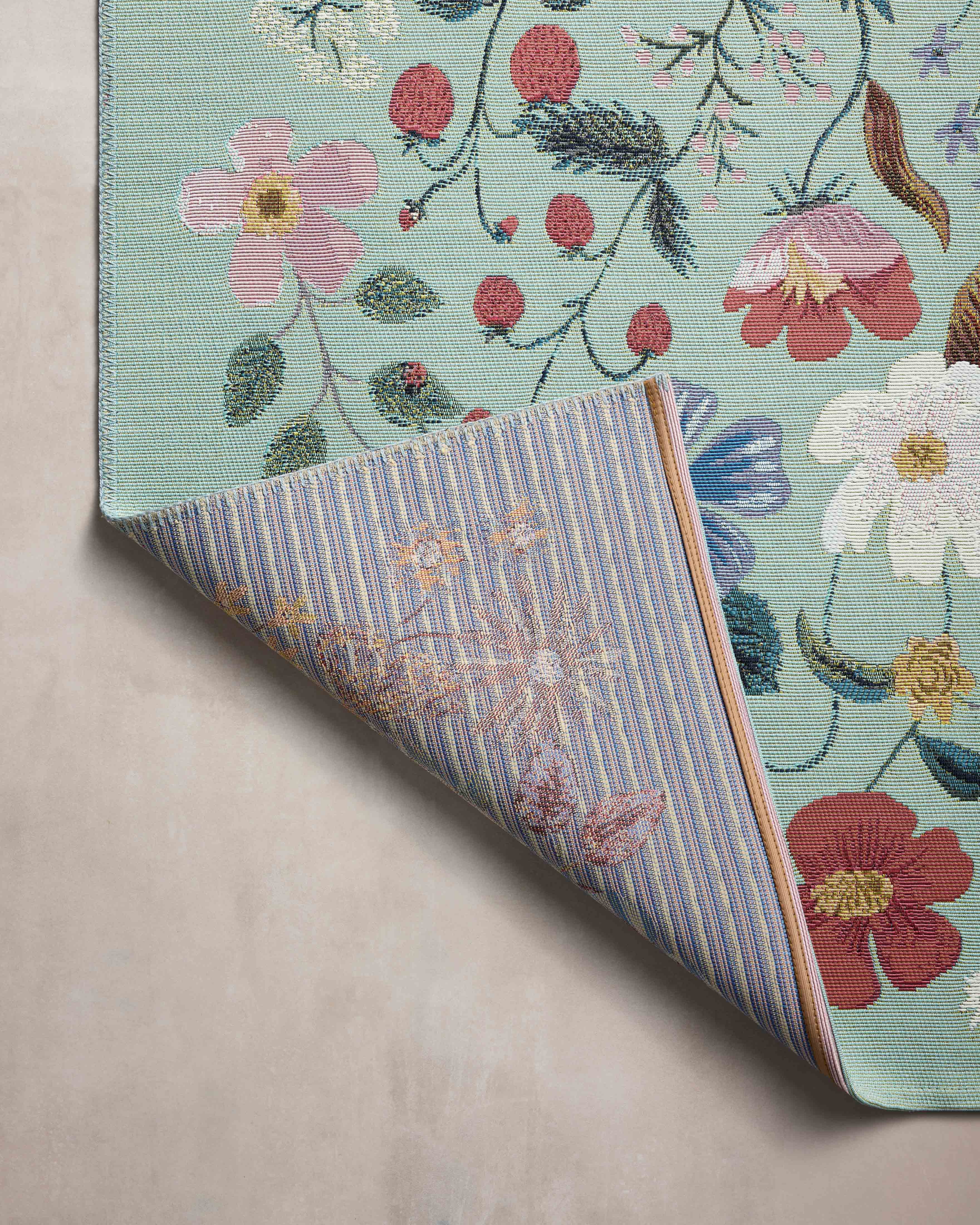 Rifle Paper Co. x Loloi Perennial Strawberry Fields Mint Rug 5-Rugs - indoor/outdoor Loloi