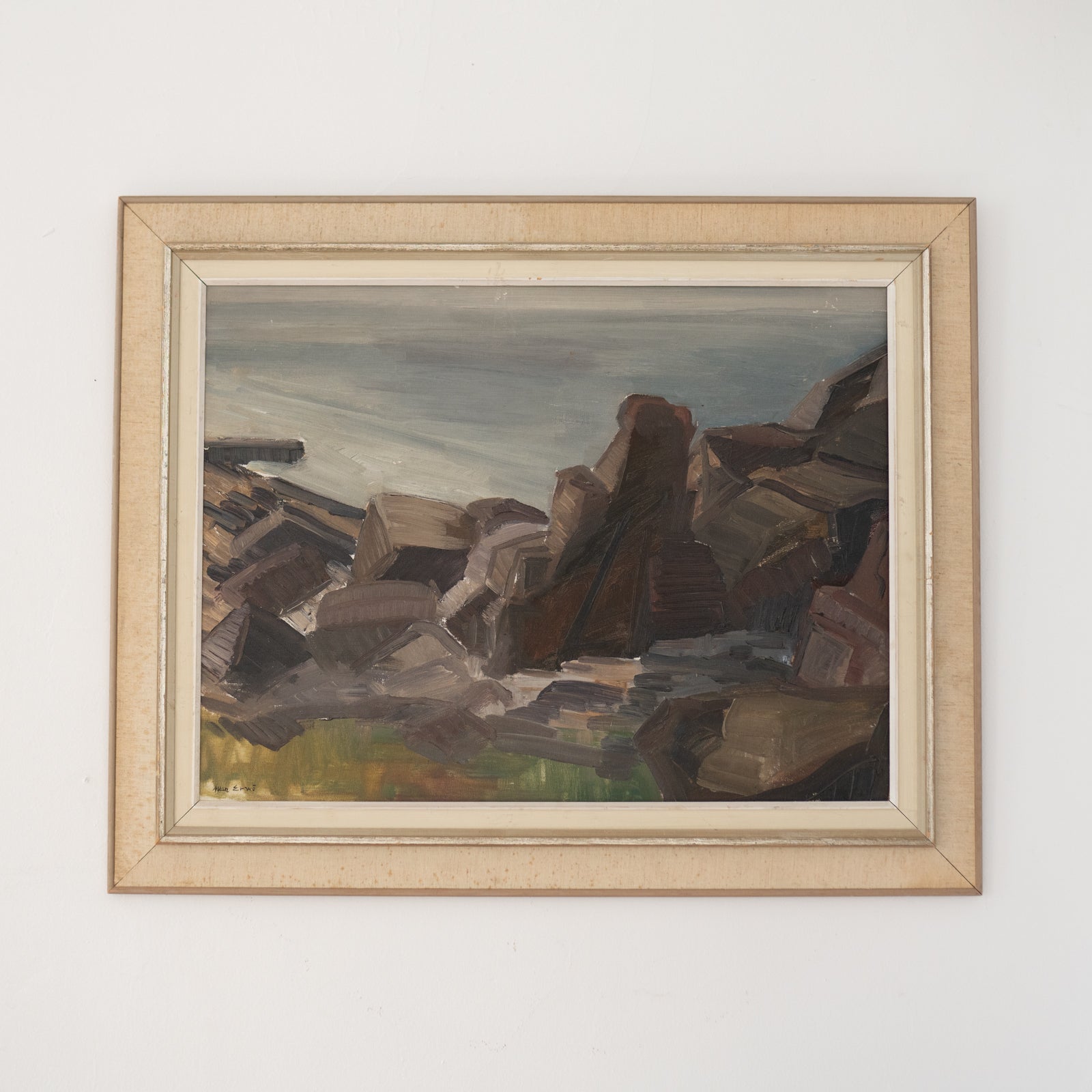 "Rocky Shoreline" Vintage Painting