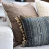 Charcoal Tussar Fringe Pillow Cover - Rug & Weave