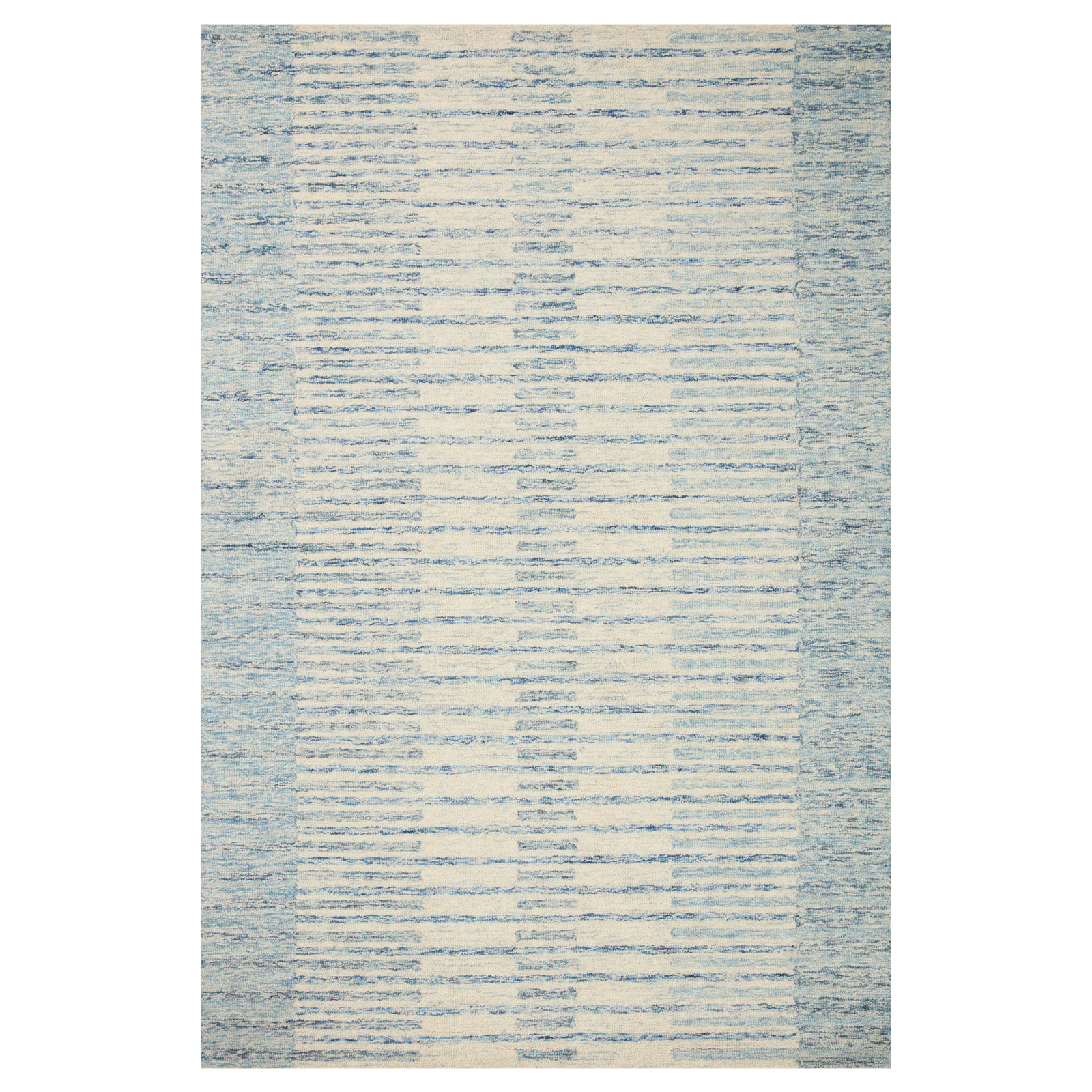 Chris Loves Julia x Loloi Chris Ivory / Denim Rug, 18" x 18" (Sample)