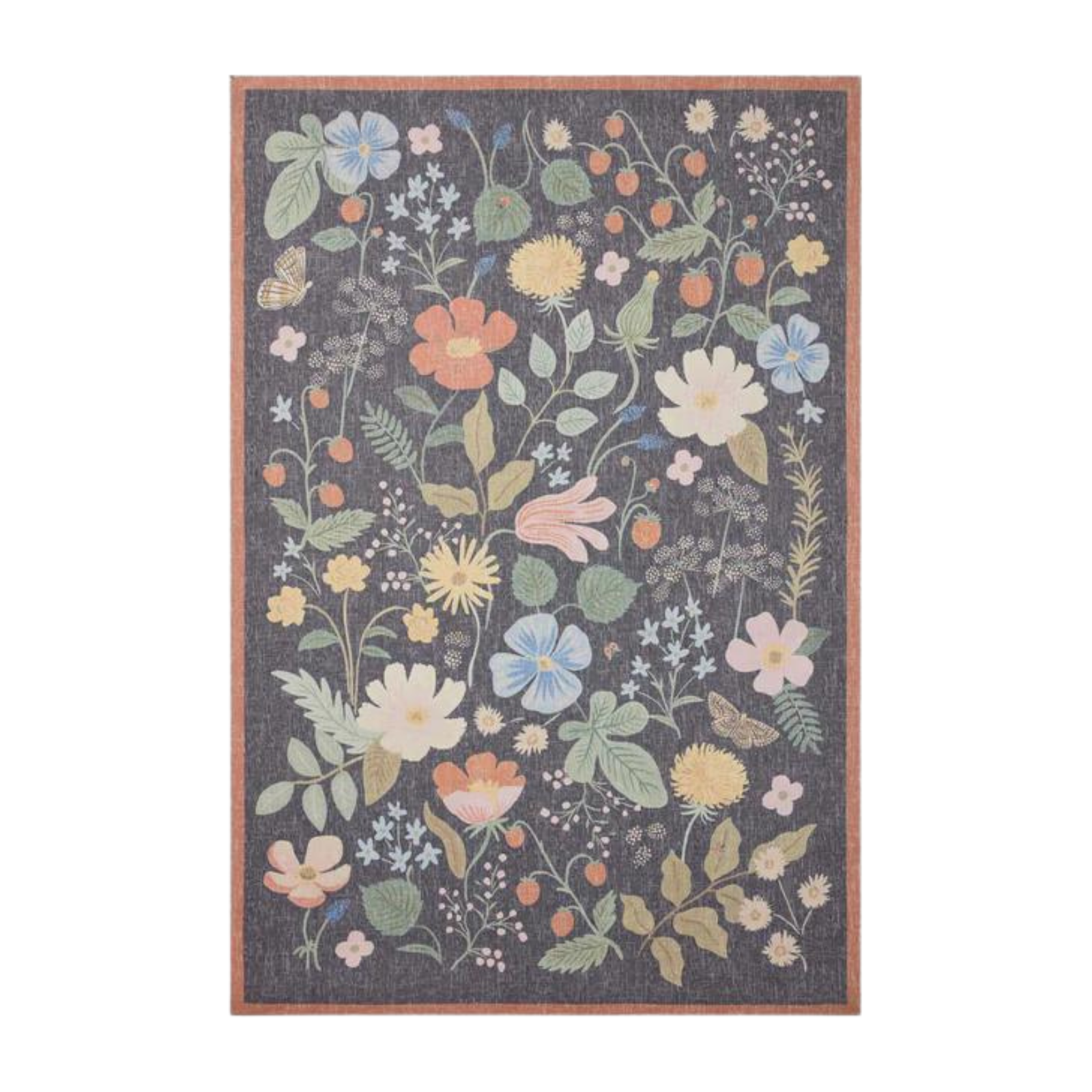 Rifle Paper Co. X Loloi/ Cotswolds Strawberry Fields Black Rug - Rug & Weave