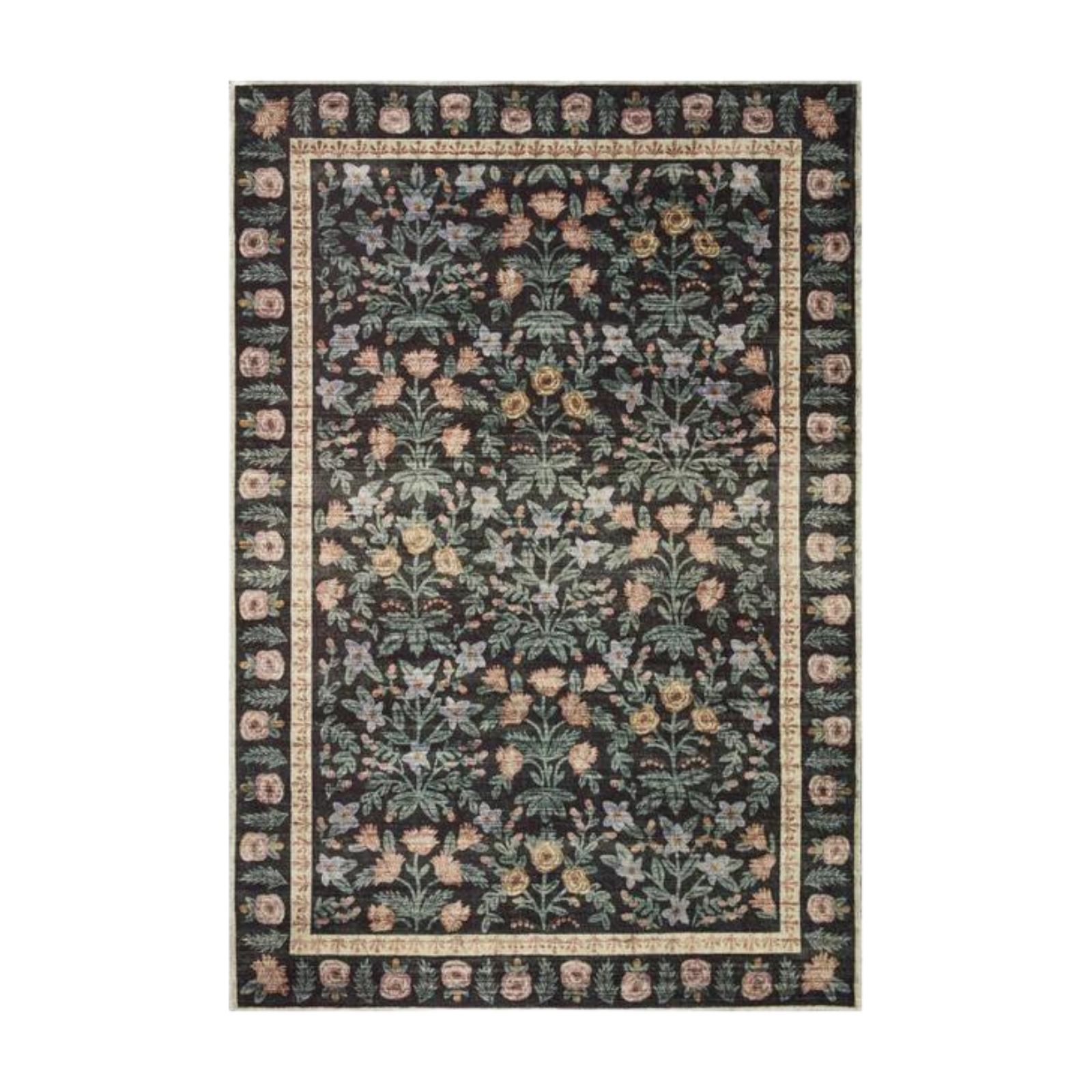 Rifle Paper Co. X Loloi/ Eden Mughal Garden Black Rug 0-RUGS-patterned Loloi 18" x 18" SAMPLE