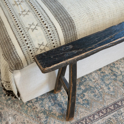 Alic Vintage Black Elm Wood Bench - Rug & Weave
