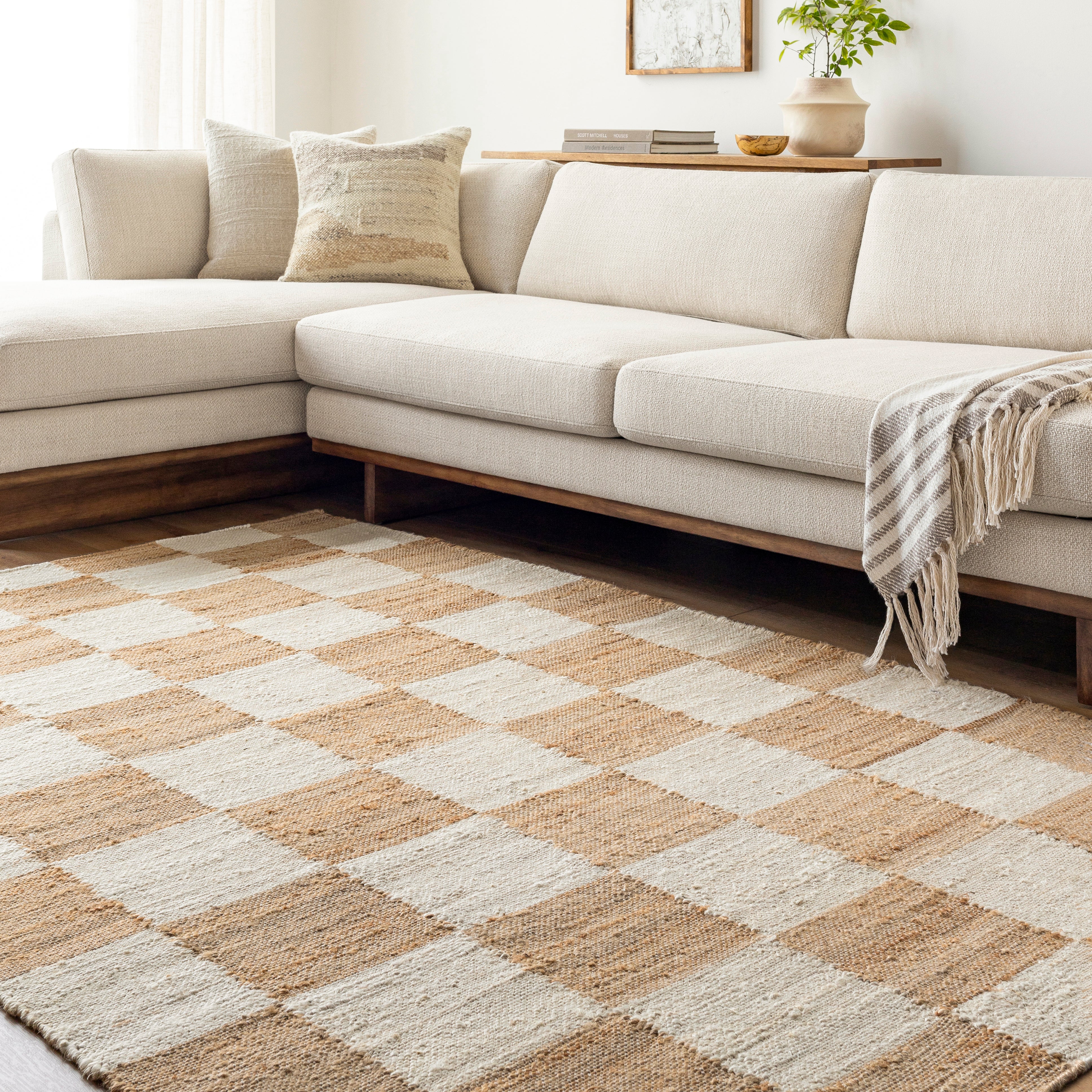 Becki Owens Kamey Checkered Jute Rug 0-RUGS - jute Surya
