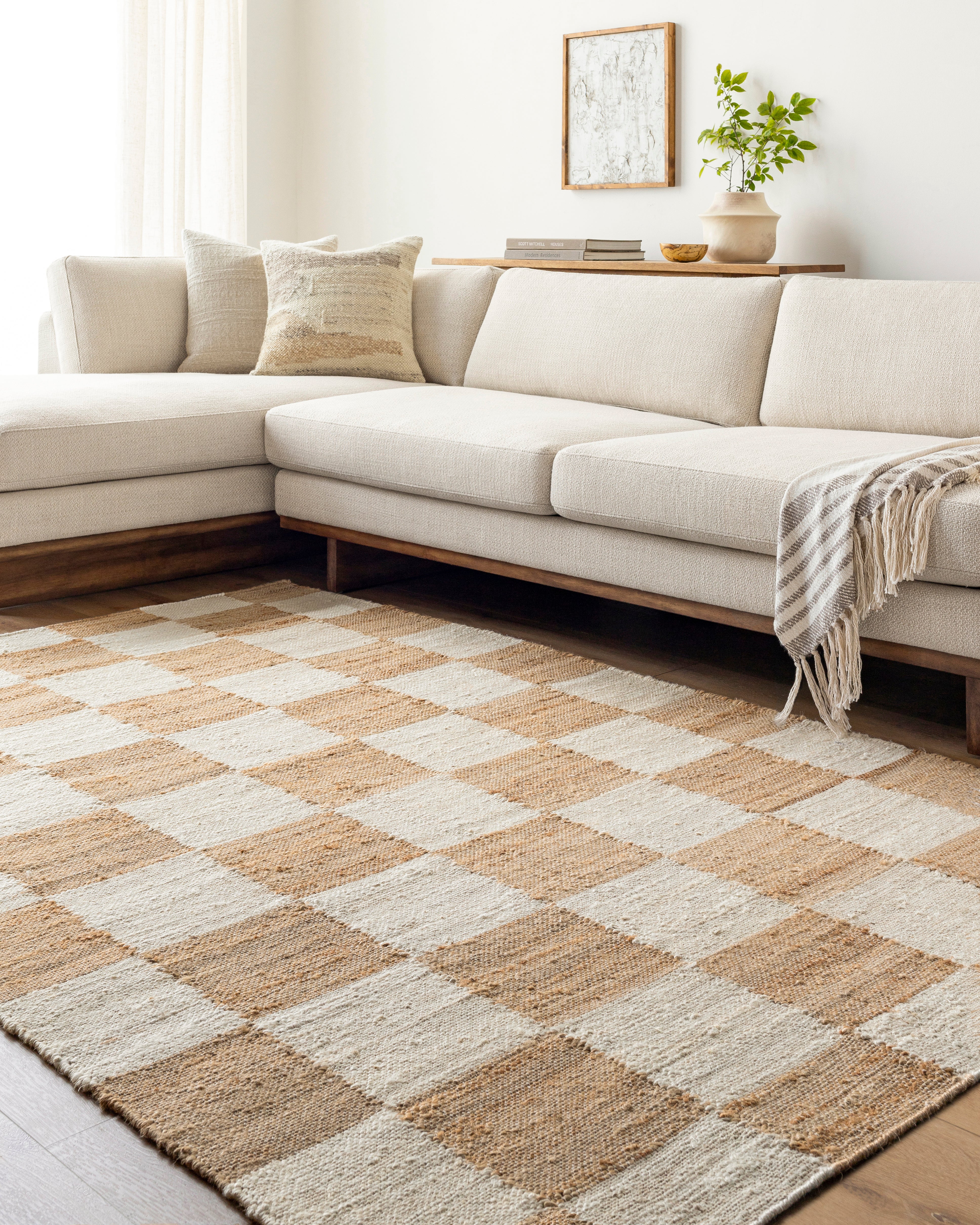 Becki Owens Kamey Checkered Jute Rug 0-RUGS - jute Surya