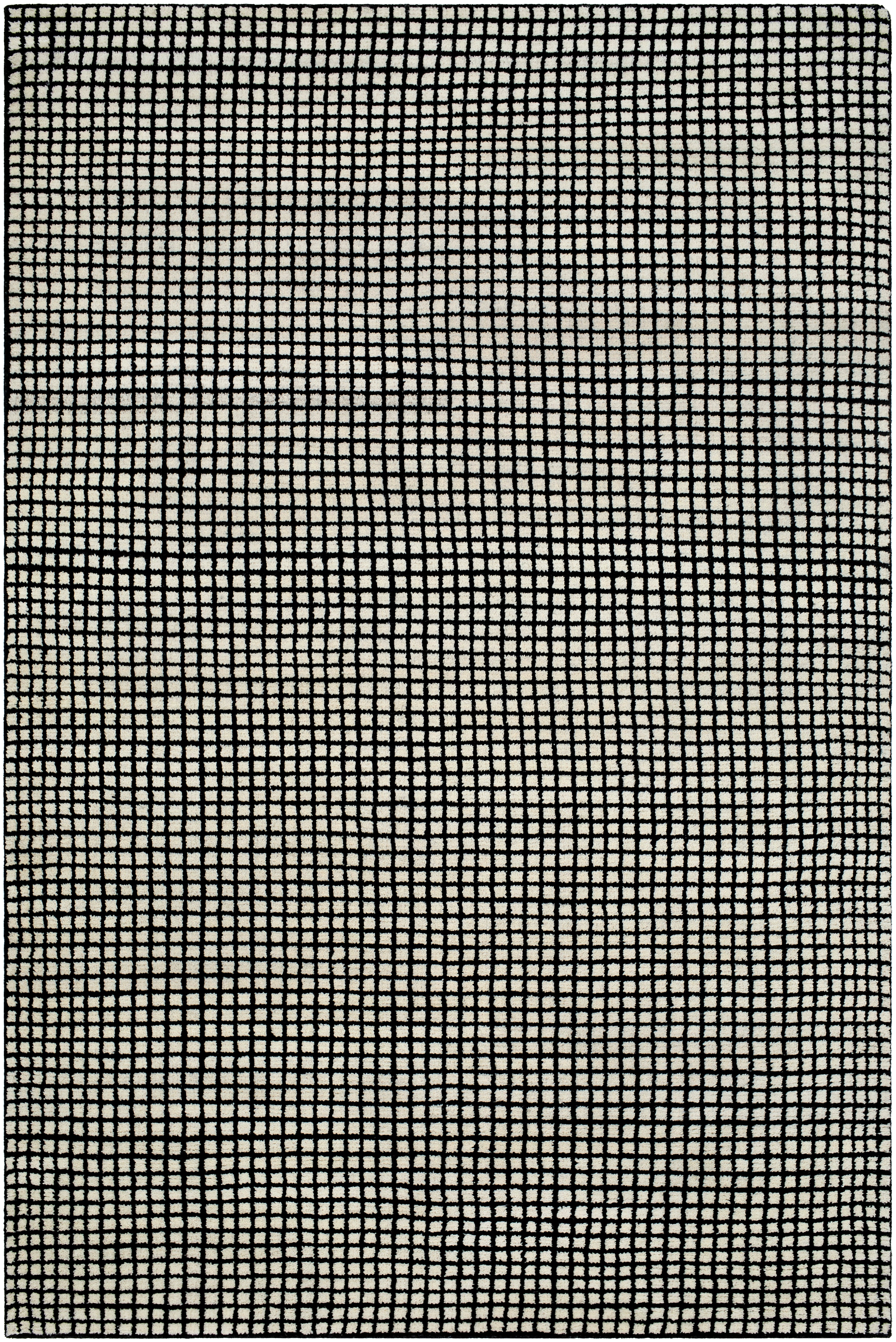 Damian Black Grid Rug 0-RUGS - wool Surya