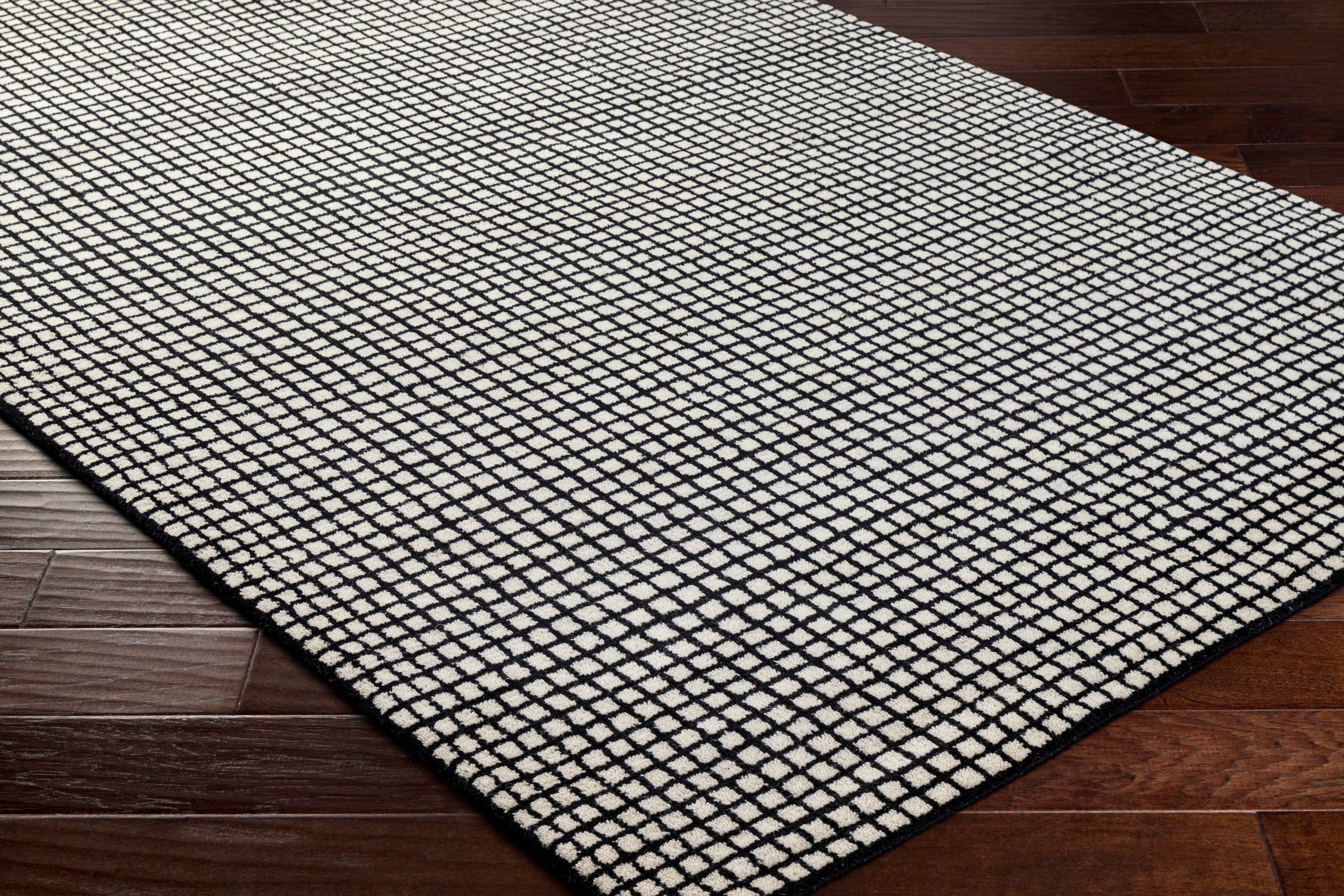 Damian Black Grid Rug 0-RUGS - wool Surya