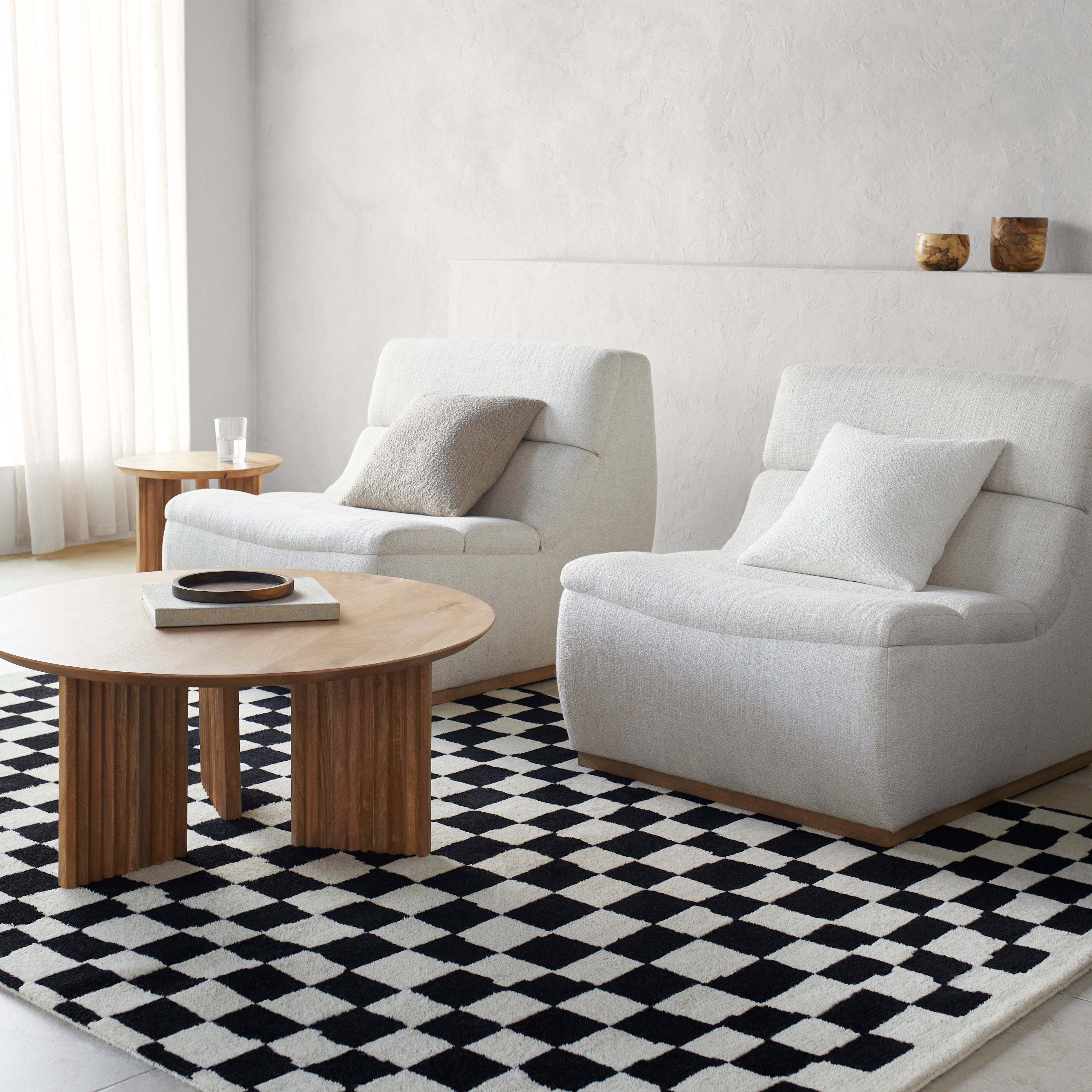 Damian Black Checkered Rug 0-RUGS - wool Surya