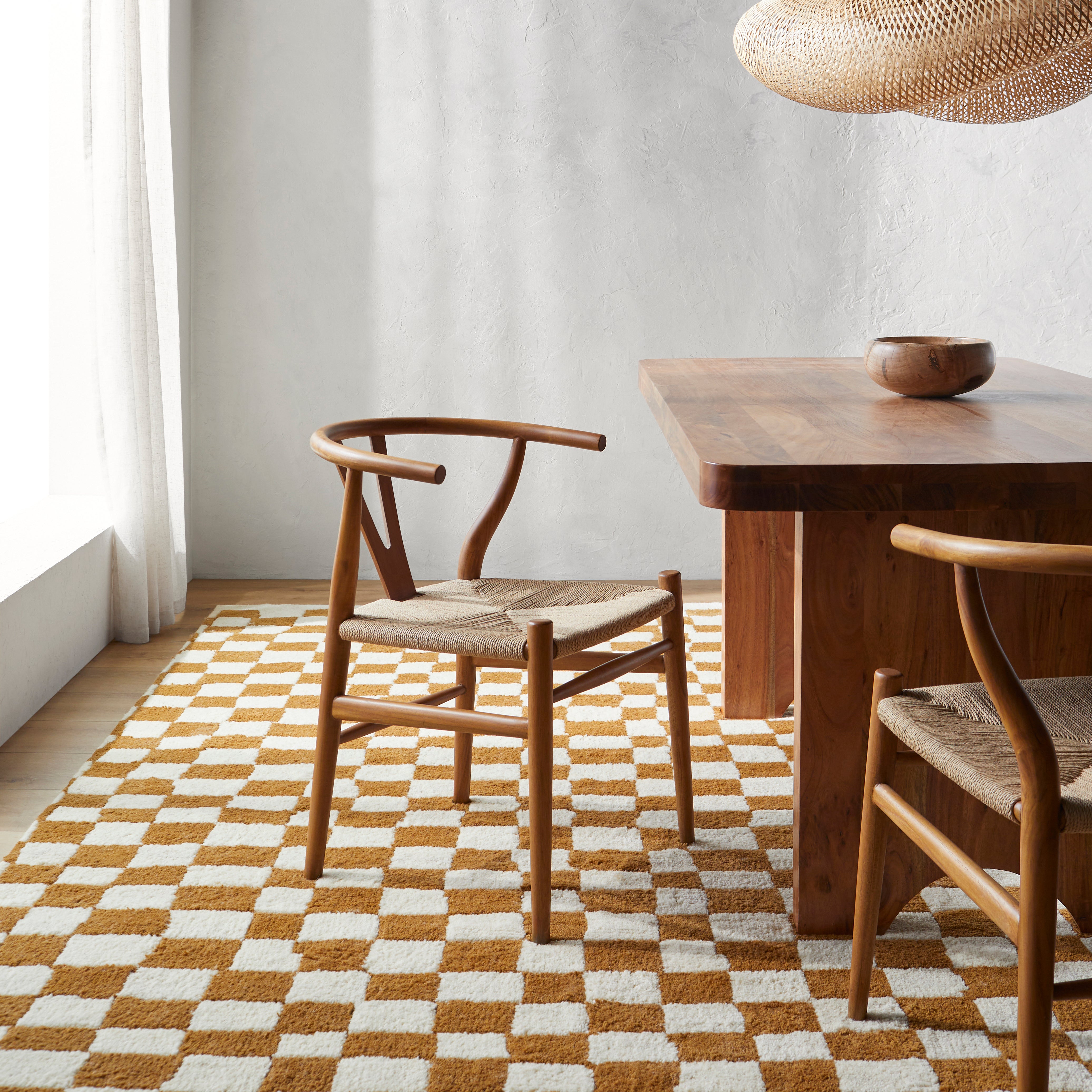 Damian Camel Checkered Rug 0-RUGS - wool Surya