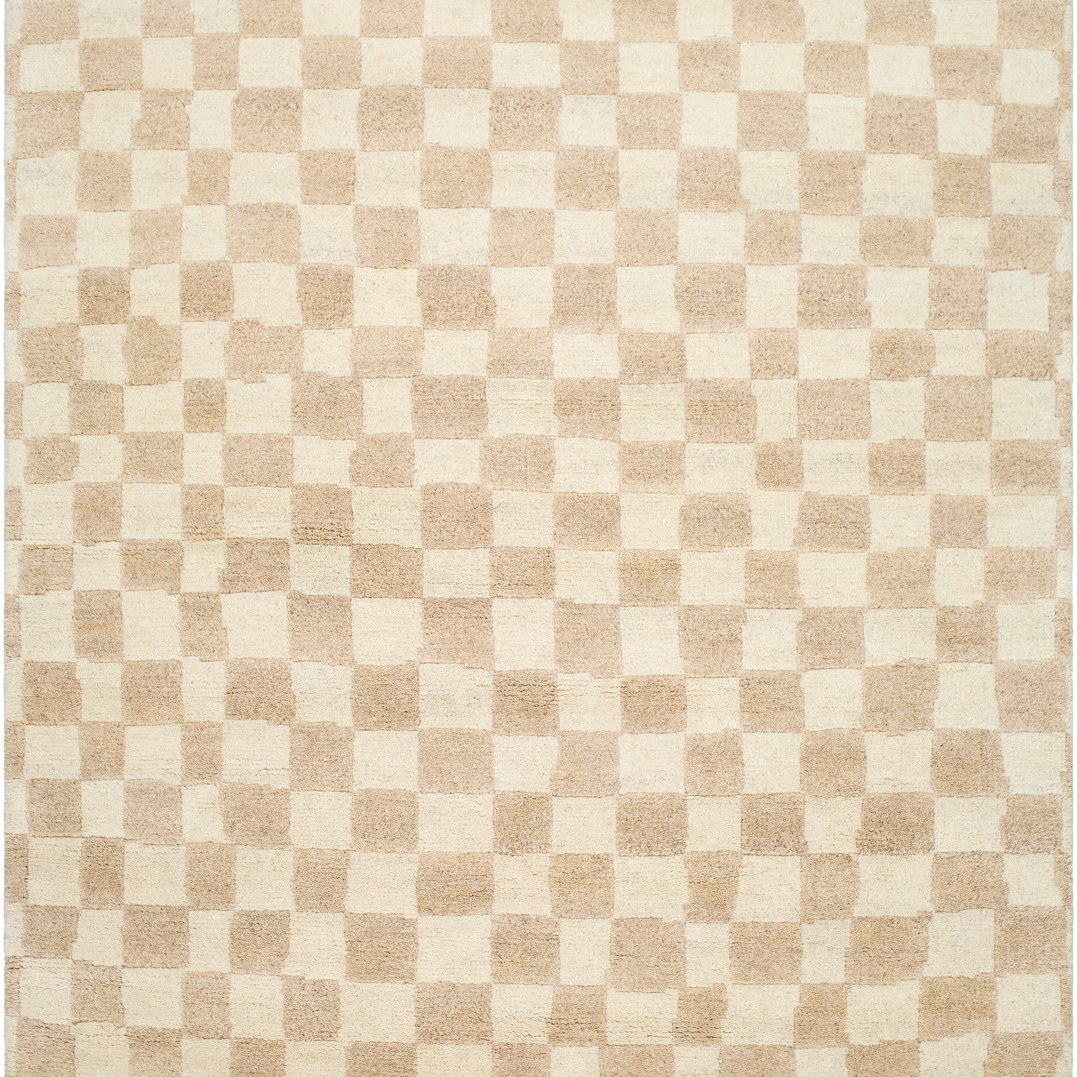 Damian Beige Checkered Rug 0-RUGS - wool Surya