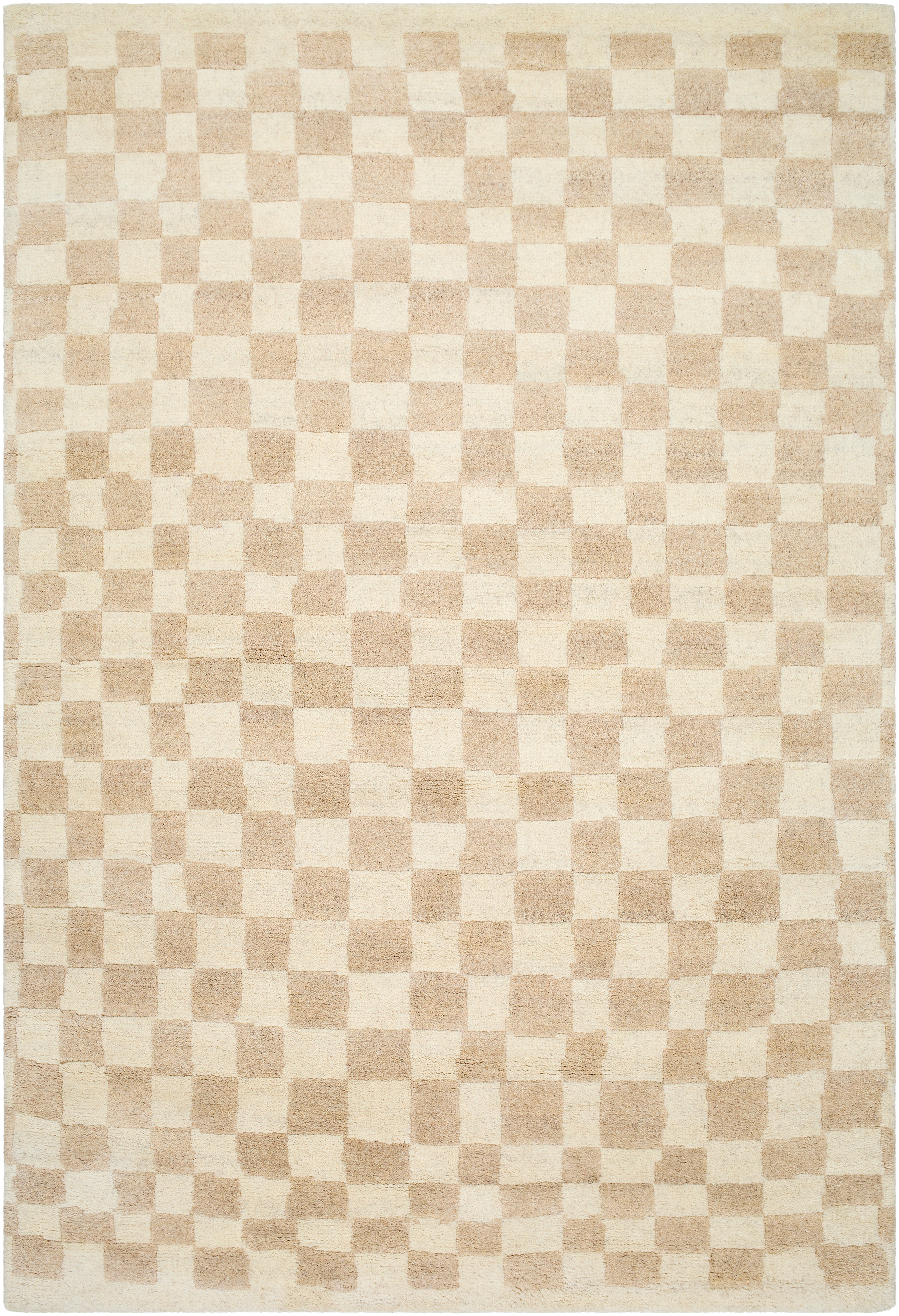 Damian Beige Checkered Rug 0-RUGS - wool Surya