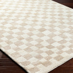 Damian Beige Checkered Rug 0-RUGS - wool Surya