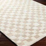 Damian Beige Checkered Rug 0-RUGS - wool Surya