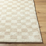 Damian Beige Checkered Rug 0-RUGS - wool Surya